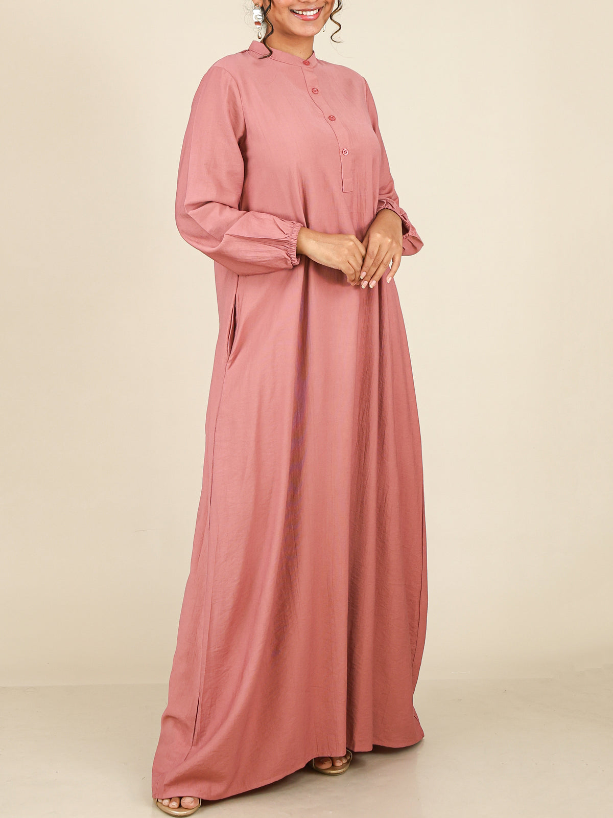 Serene Dusty Rose Mandarin Maxi
