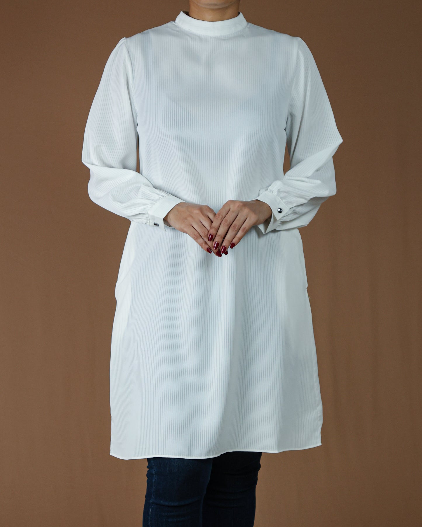 Elegant High-Neck Long Sleeve Tunic