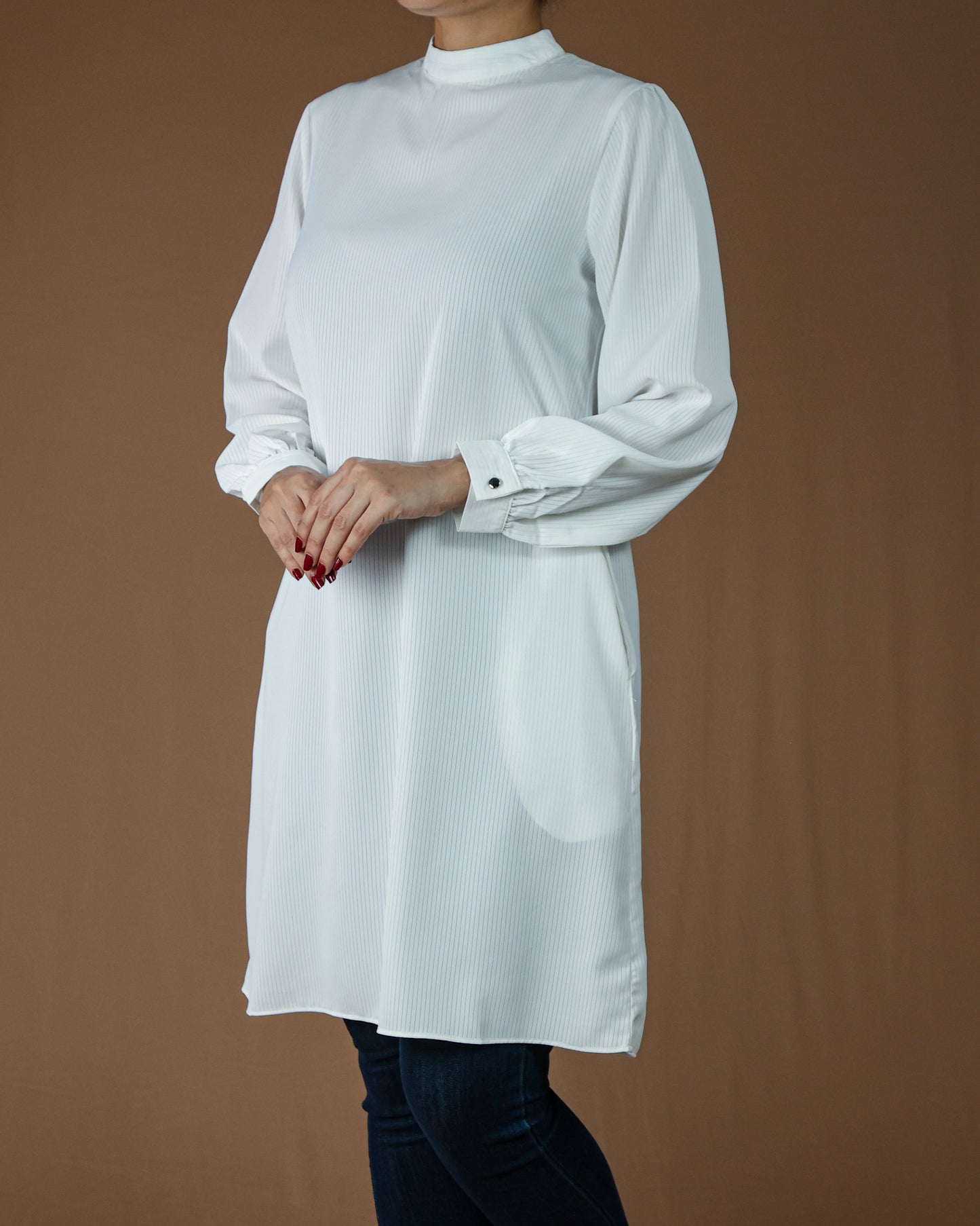 Elegant High-Neck Long Sleeve Tunic