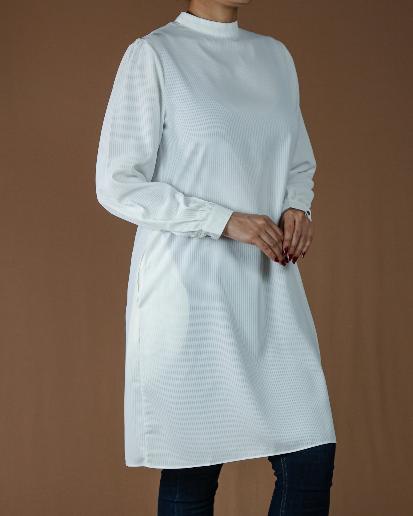 Elegant High-Neck Long Sleeve Tunic