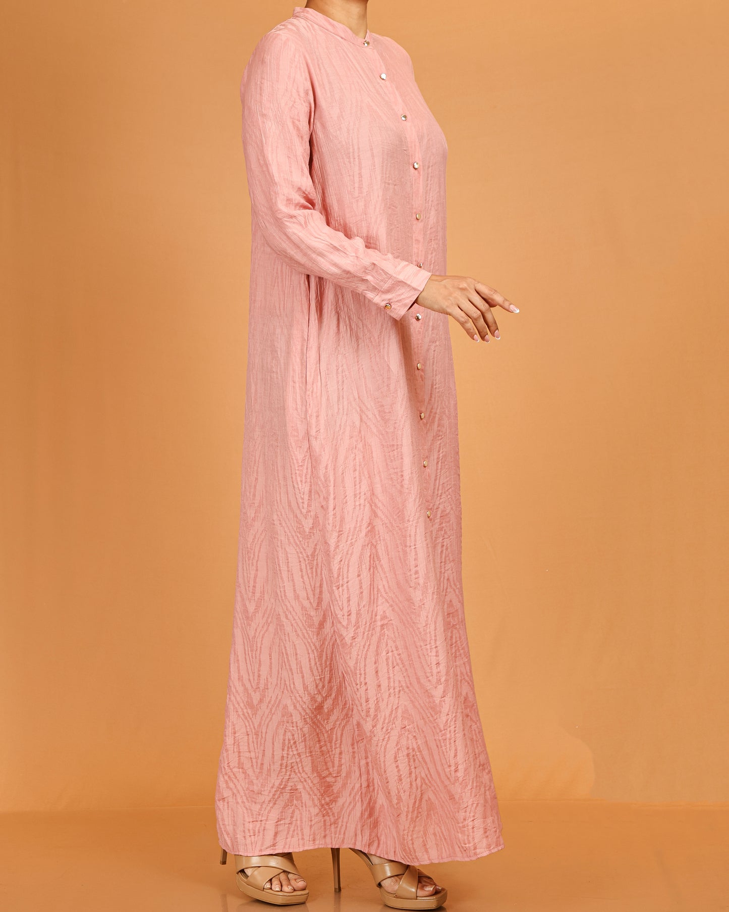 Blush Textured Button-Down Dress