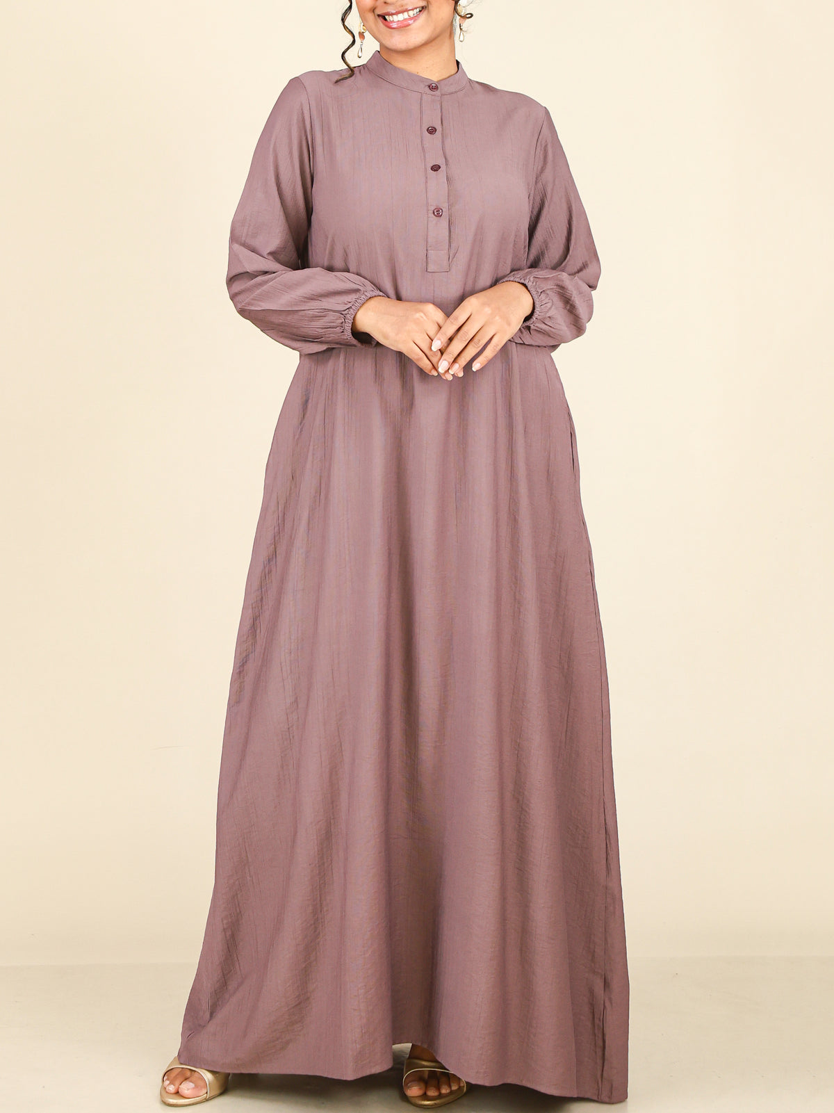 Serene Dusty Mauve Mandarin Maxi