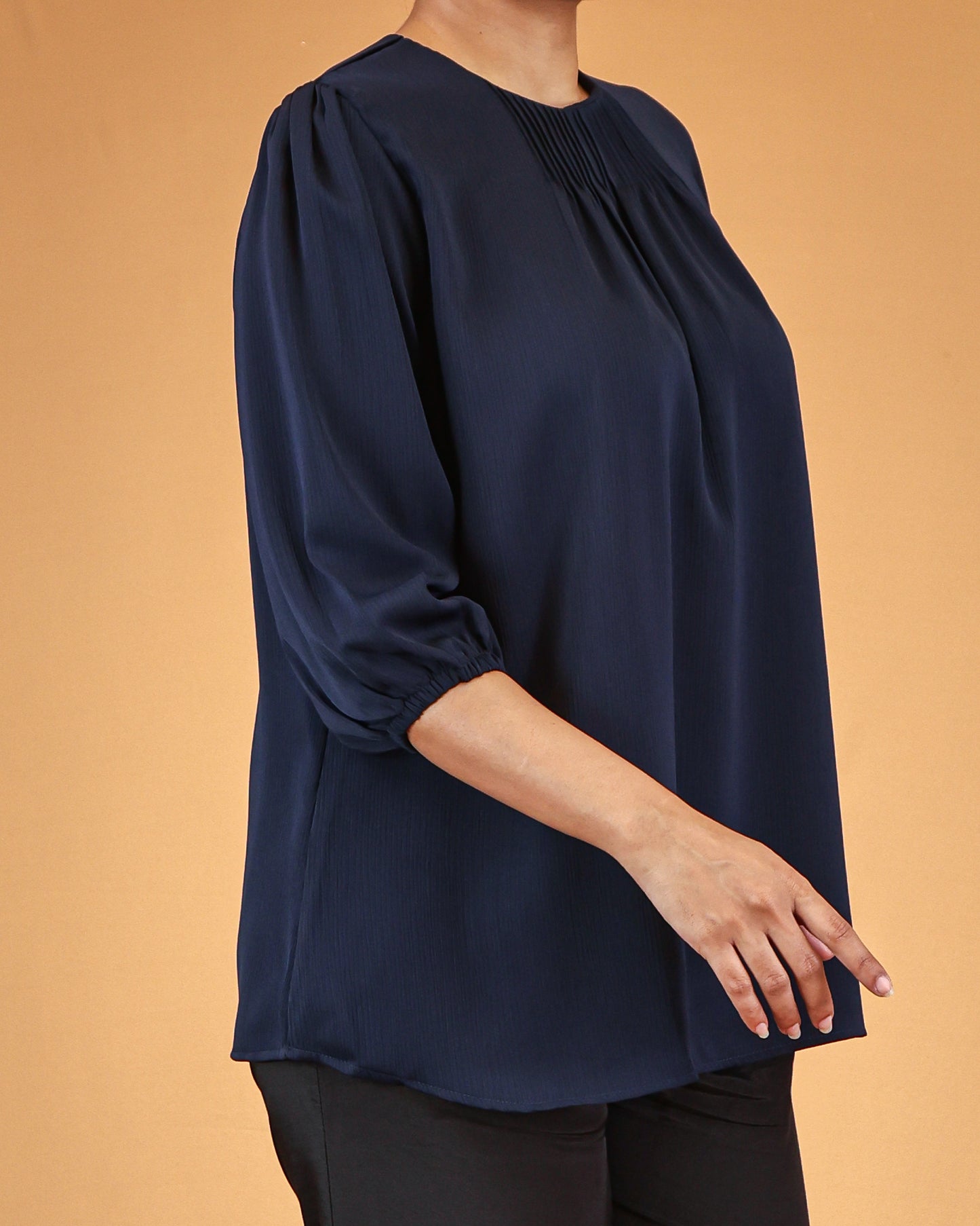 Deep Blue Soft Gathered Top