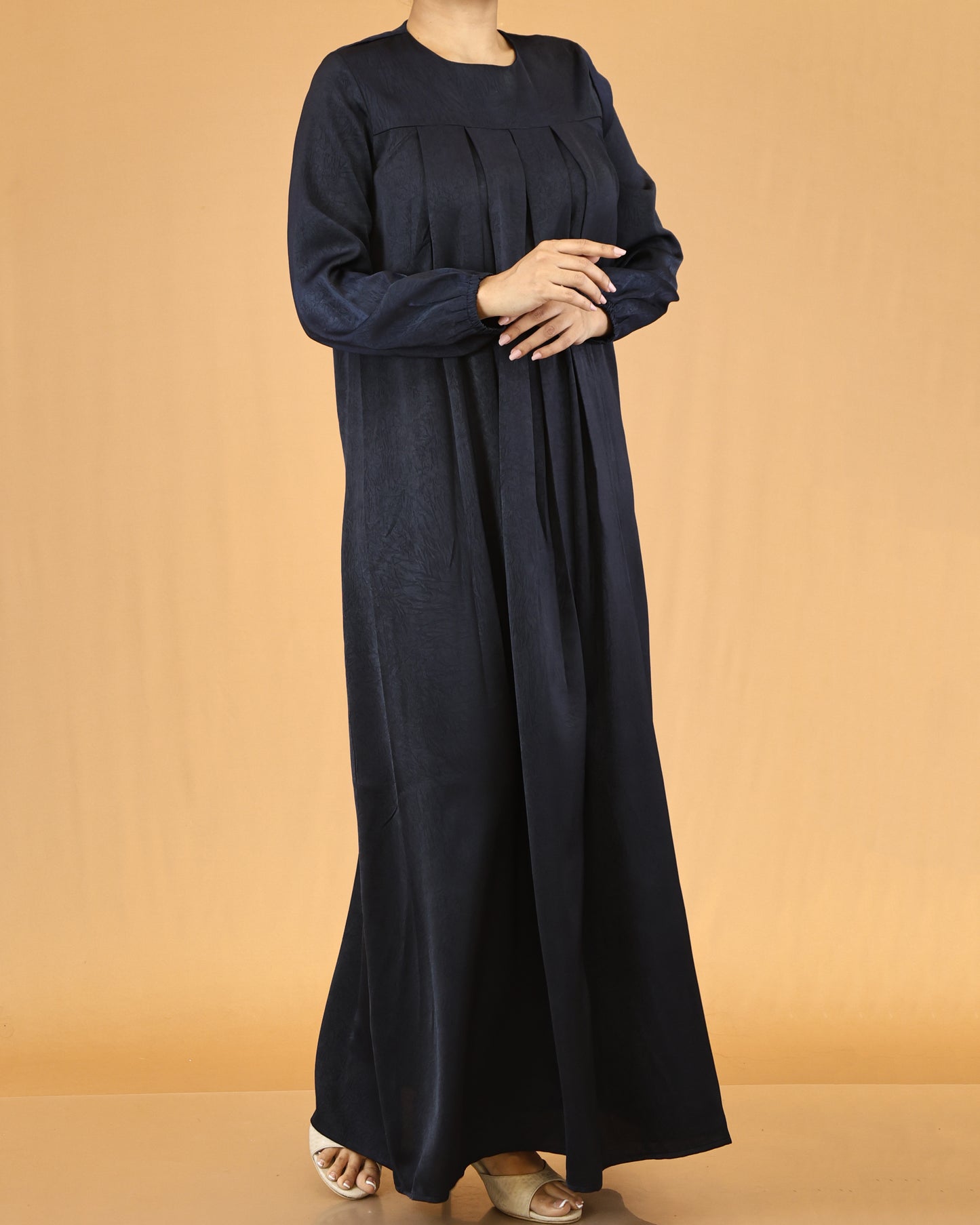 Midnight Navy Pleated Abaya