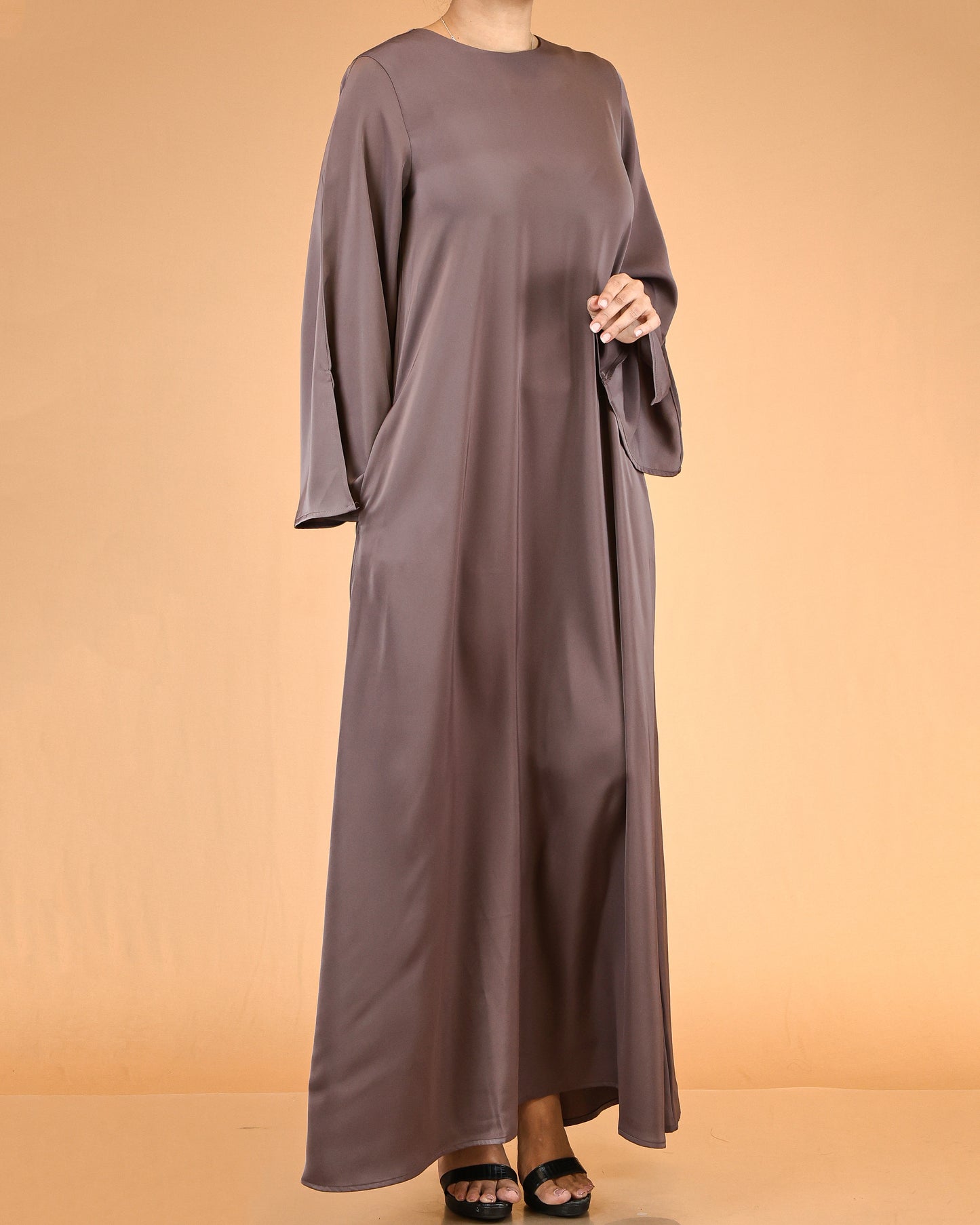 Soft Taupe Flared Sleeve Abaya