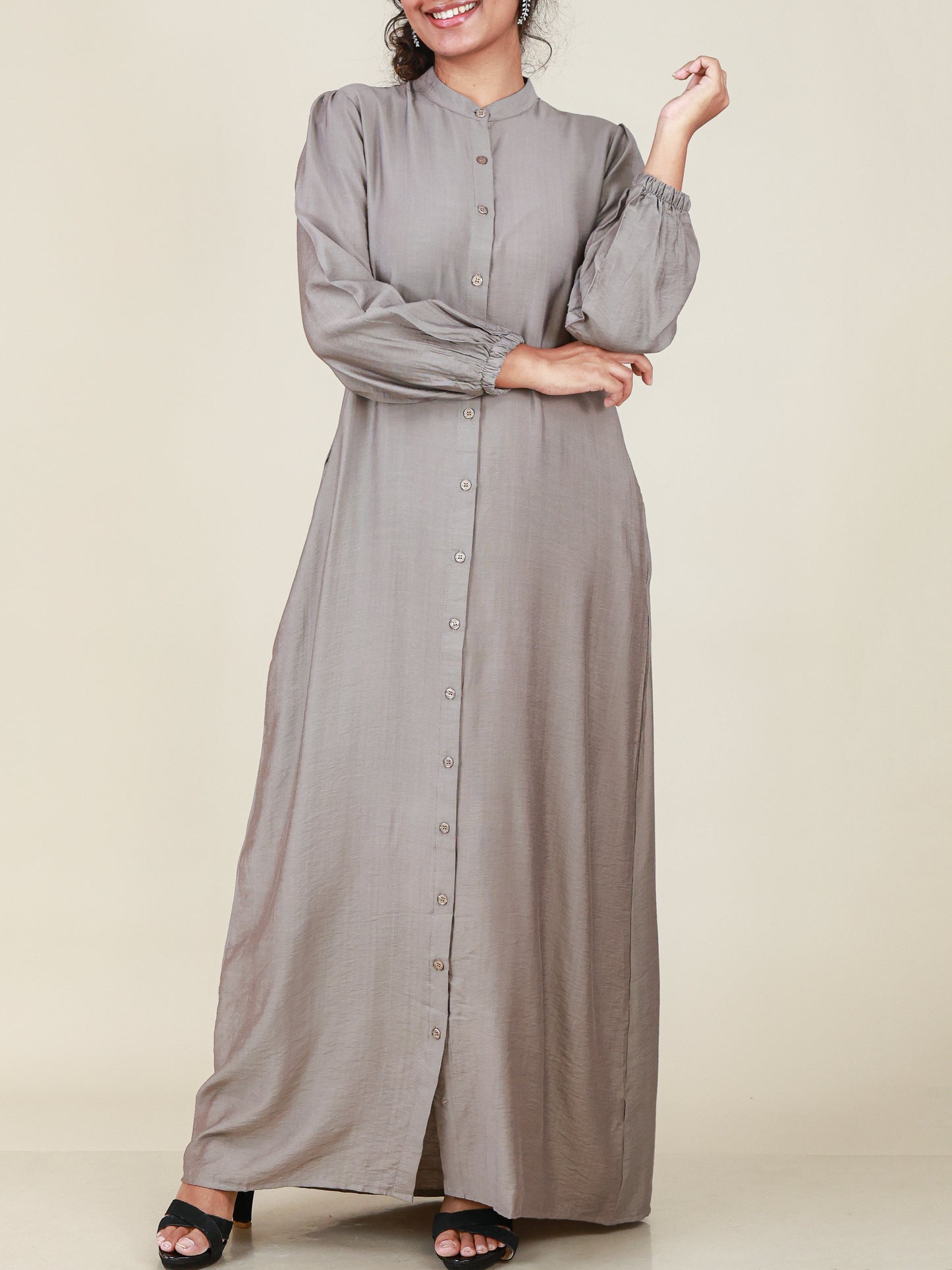 Seraphine Taupe Button Maxi
