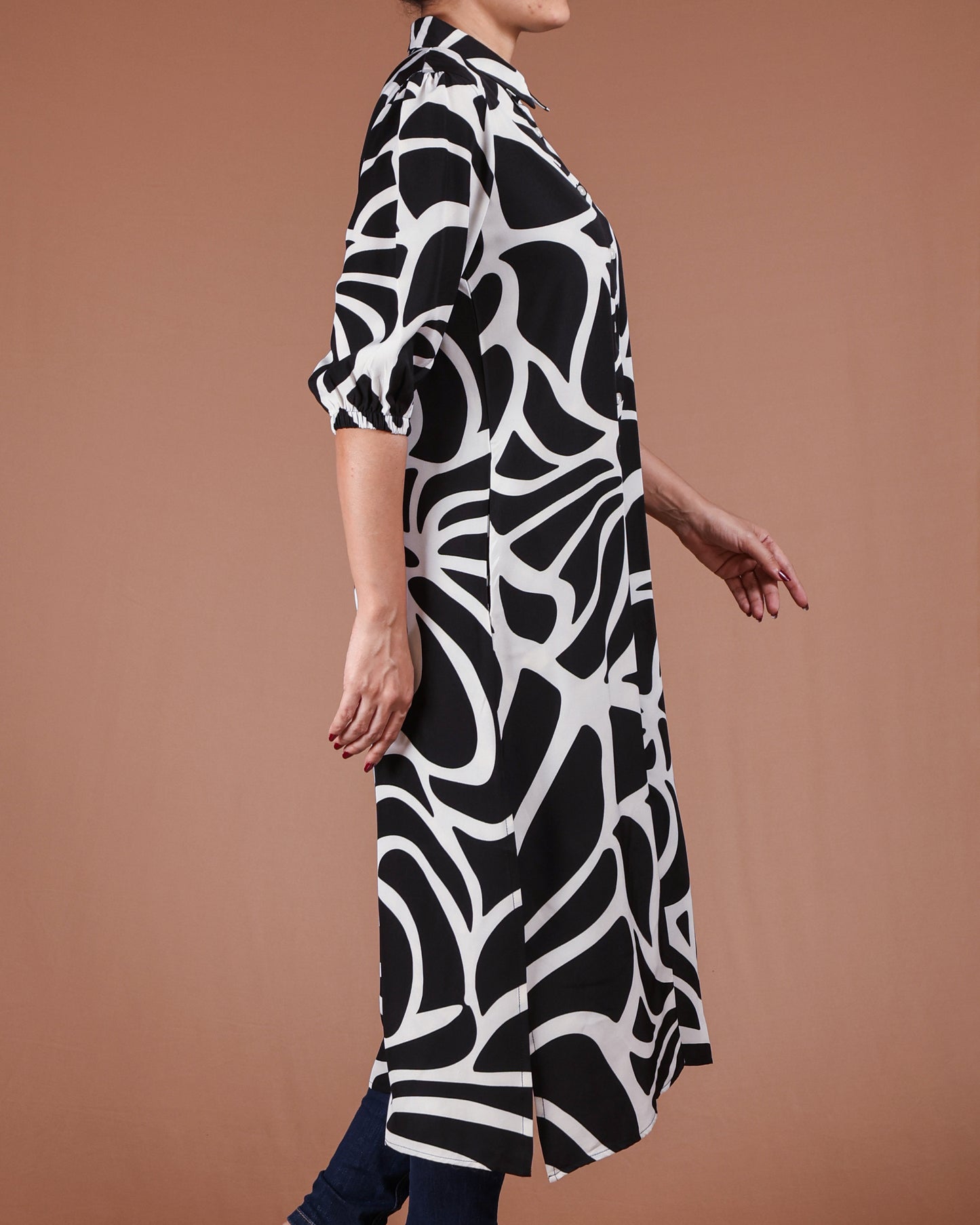 Modern Abstract Button-Down Midi Dress