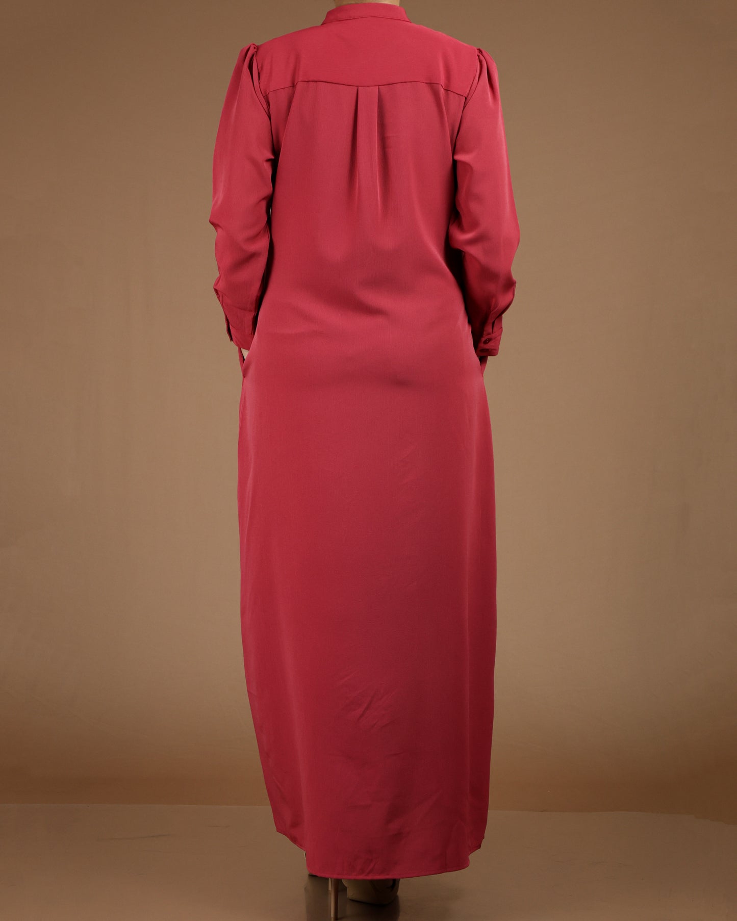 Textured Polyester Button-Down Maxi Dress