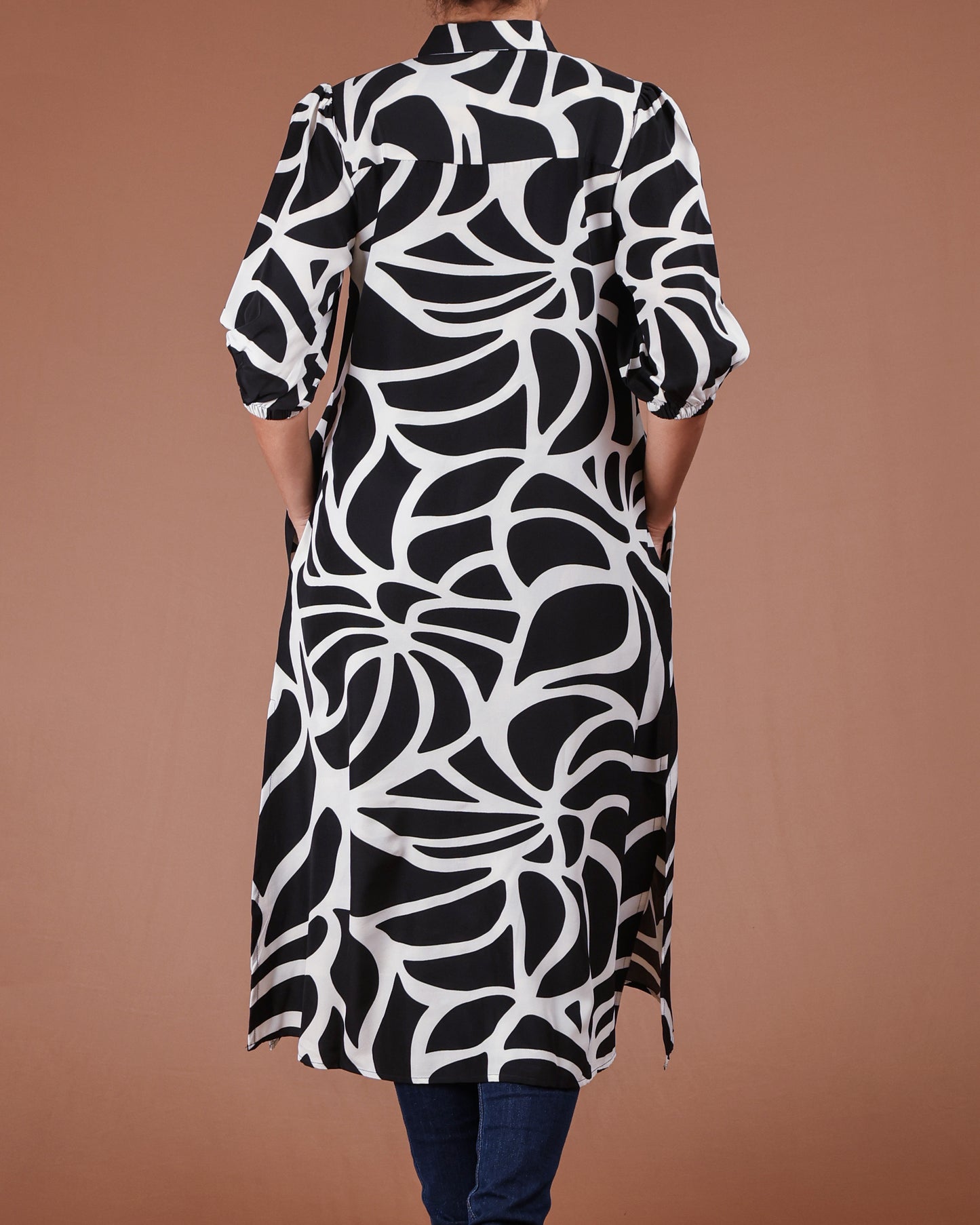 Modern Abstract Button-Down Midi Dress