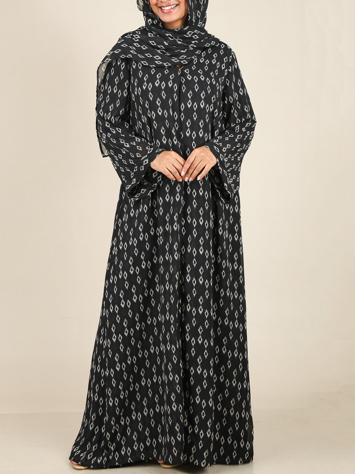 Azura Black Diamond Print Abaya
