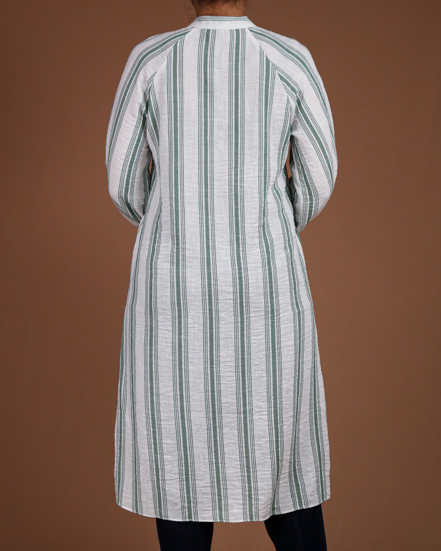Effortless Striped Linen-Cotton Kurta Dress