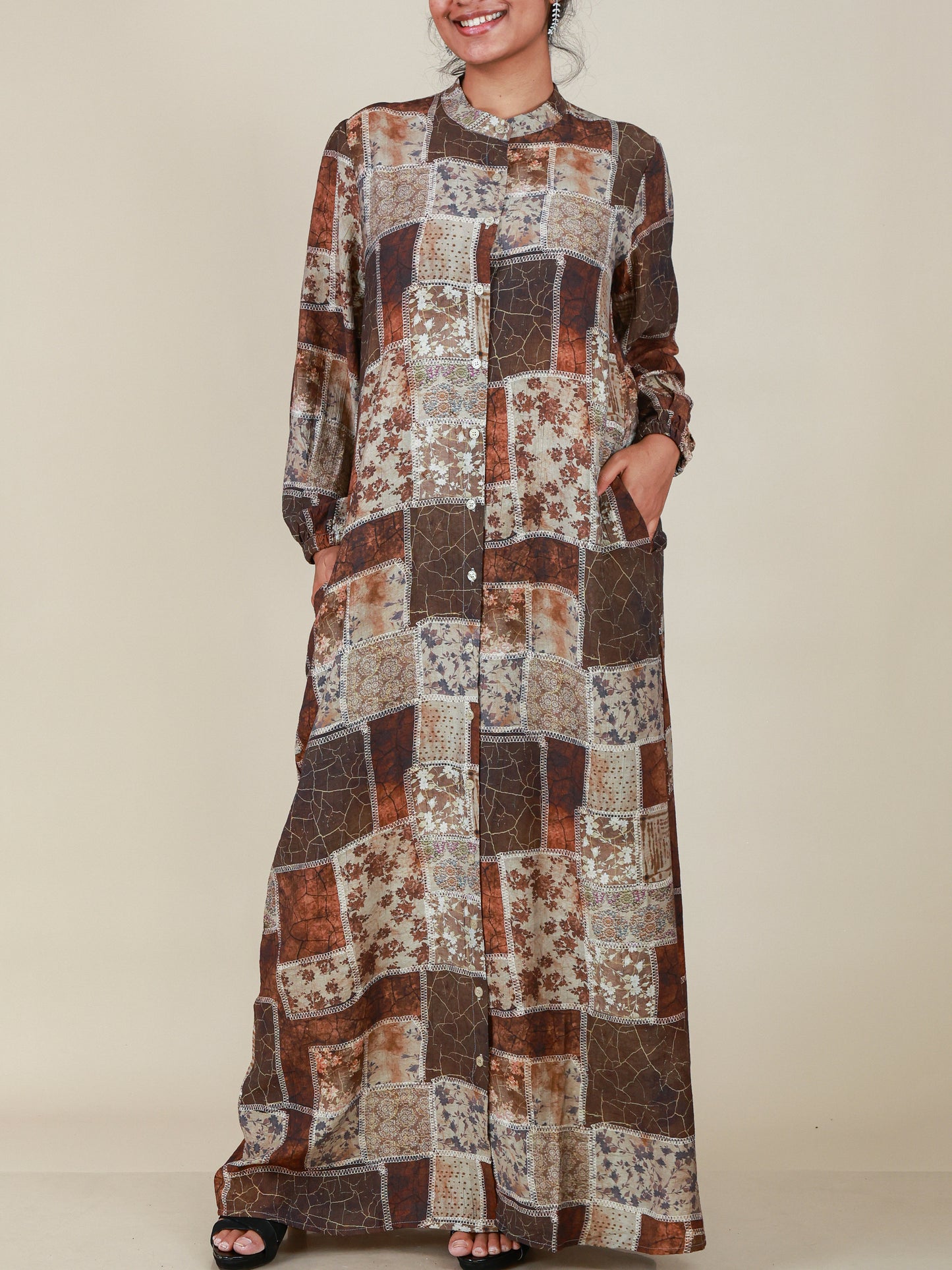 Zarelle Rust Mosaic Print Maxi