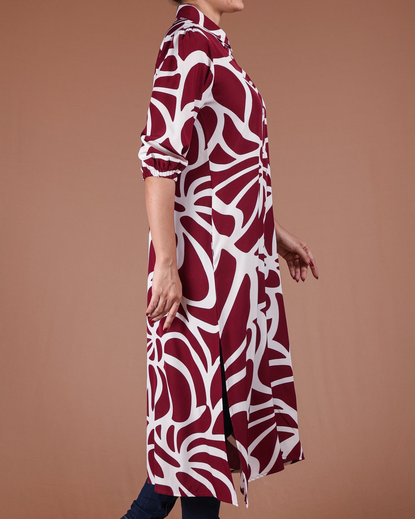 Modern Abstract Button-Down Midi Dress