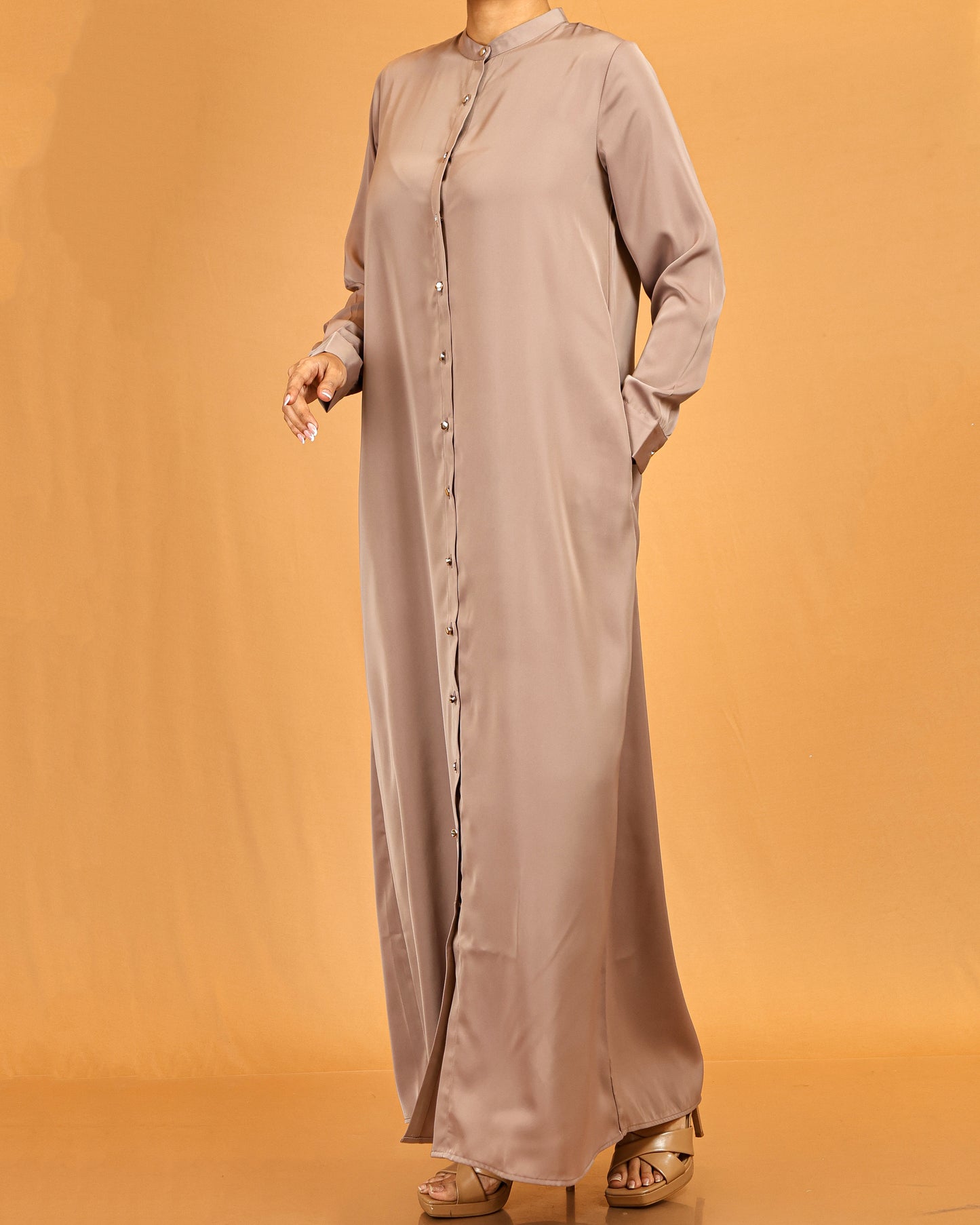 Classic Button-Down Shirt Maxi Dress – Soft Taupe