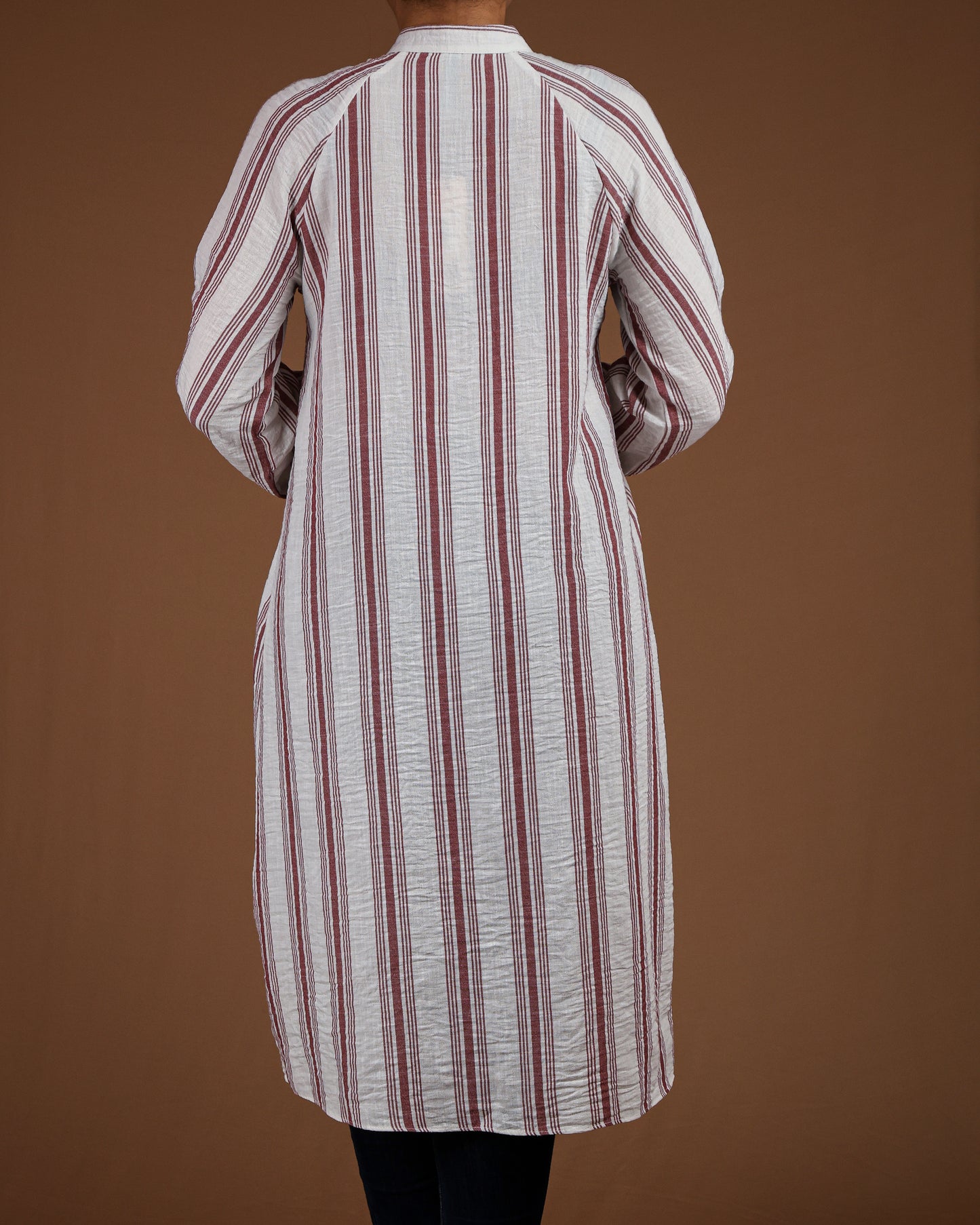 Effortless Striped Linen-Cotton Kurta Dress