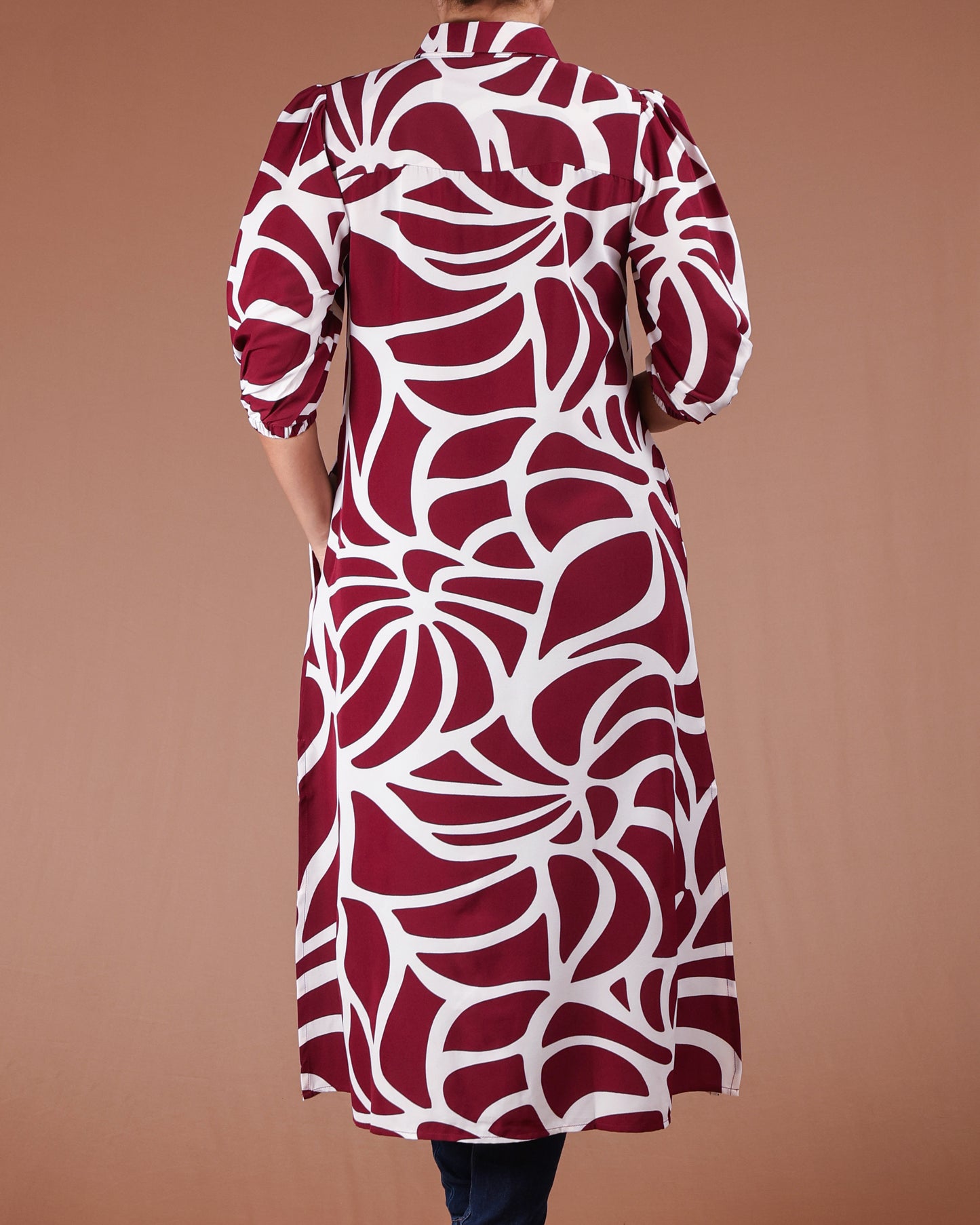 Modern Abstract Button-Down Midi Dress
