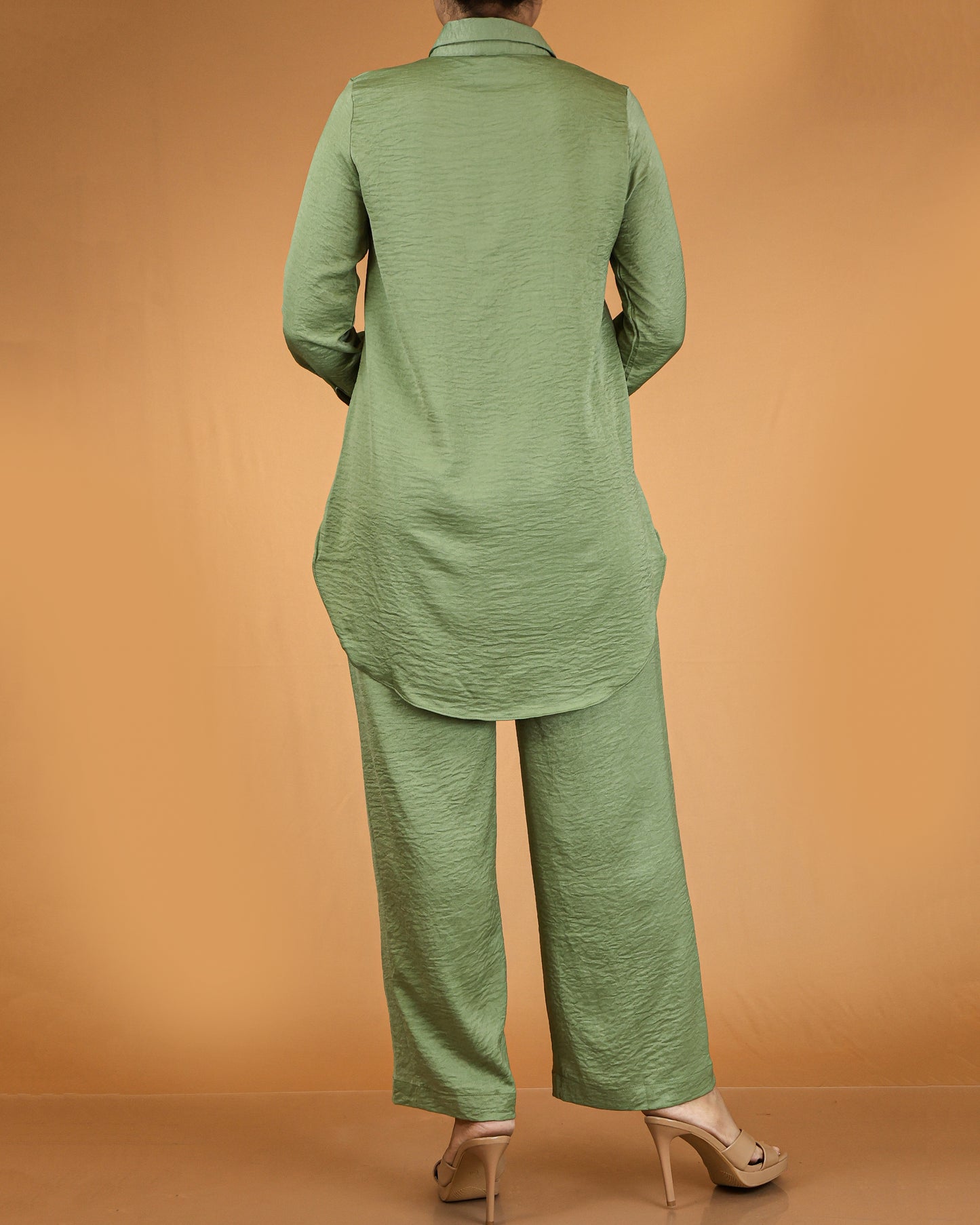 Elegant Long Shirt & Wide-Leg Pant Co-ord Set