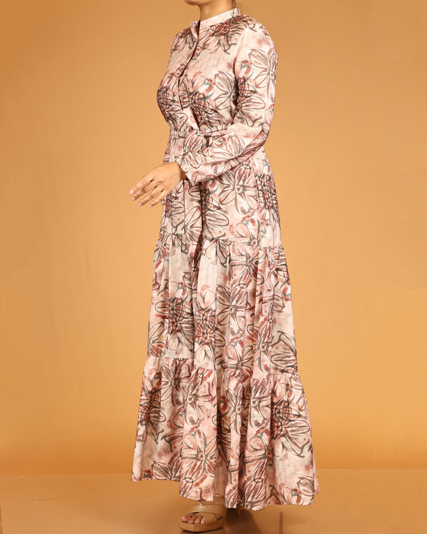 Blush Petal Floral Maxi with Waist Tie Belt