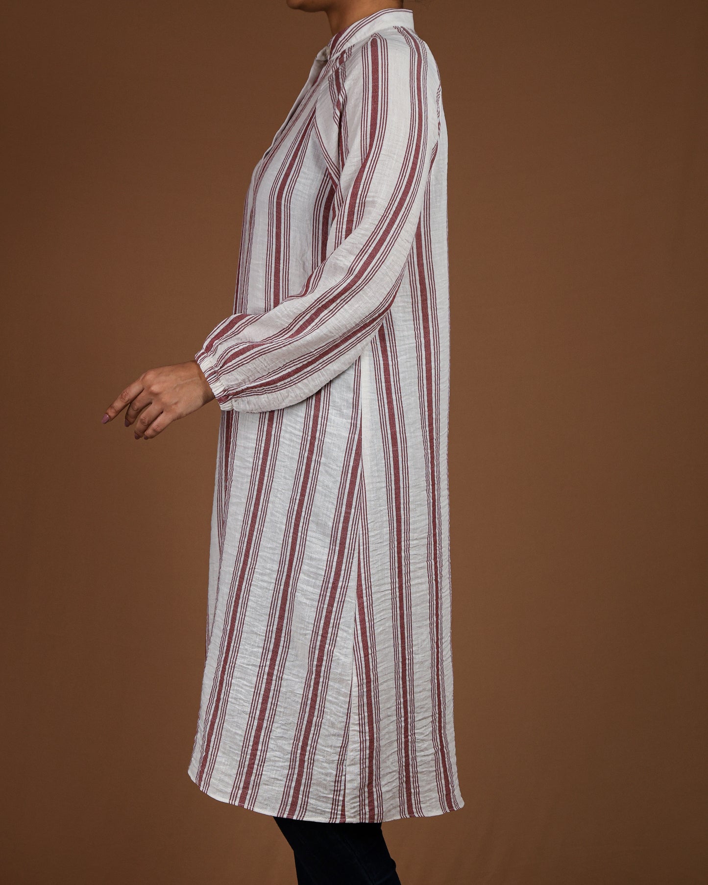 Effortless Striped Linen-Cotton Kurta Dress