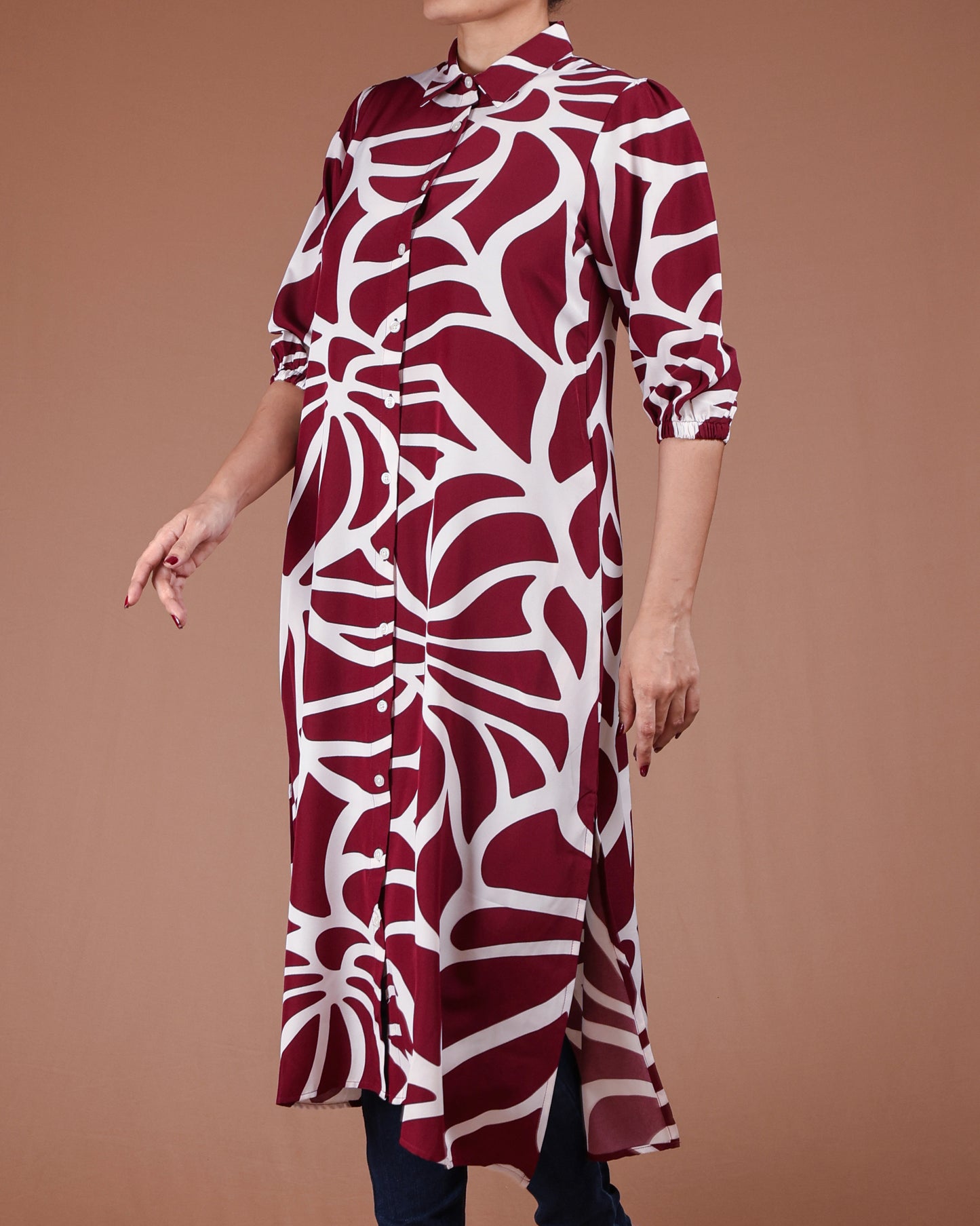 Modern Abstract Button-Down Midi Dress