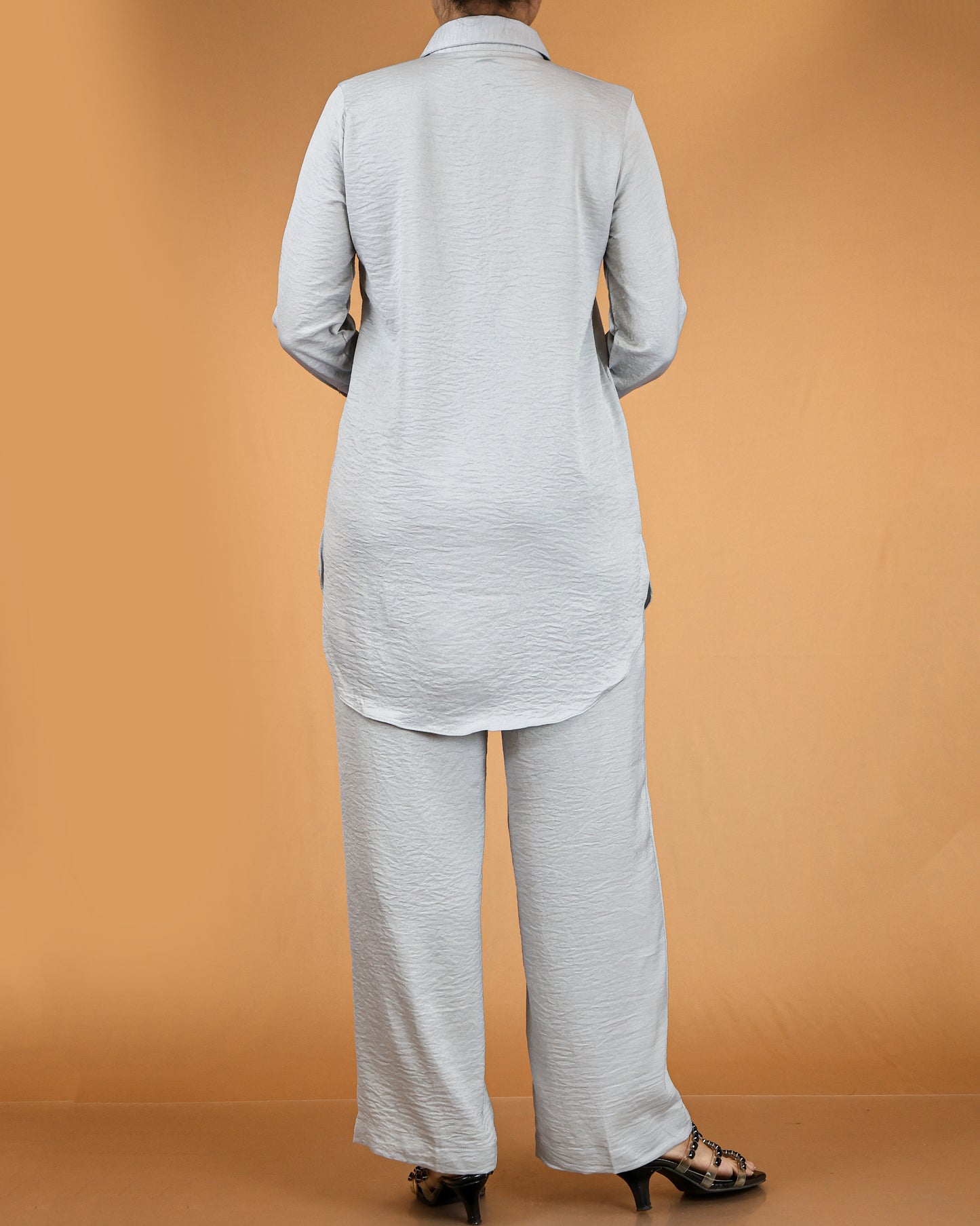 Elegant Long Shirt & Wide-Leg Pant Co-ord Set