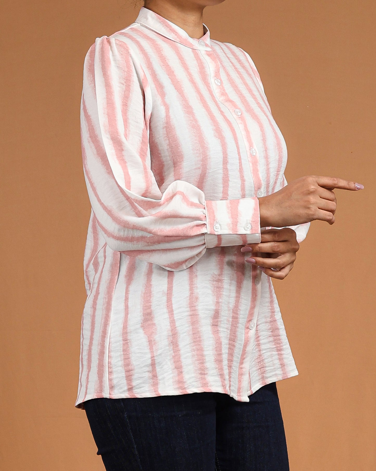 Blush Stripe Button-Down Shirt Dress