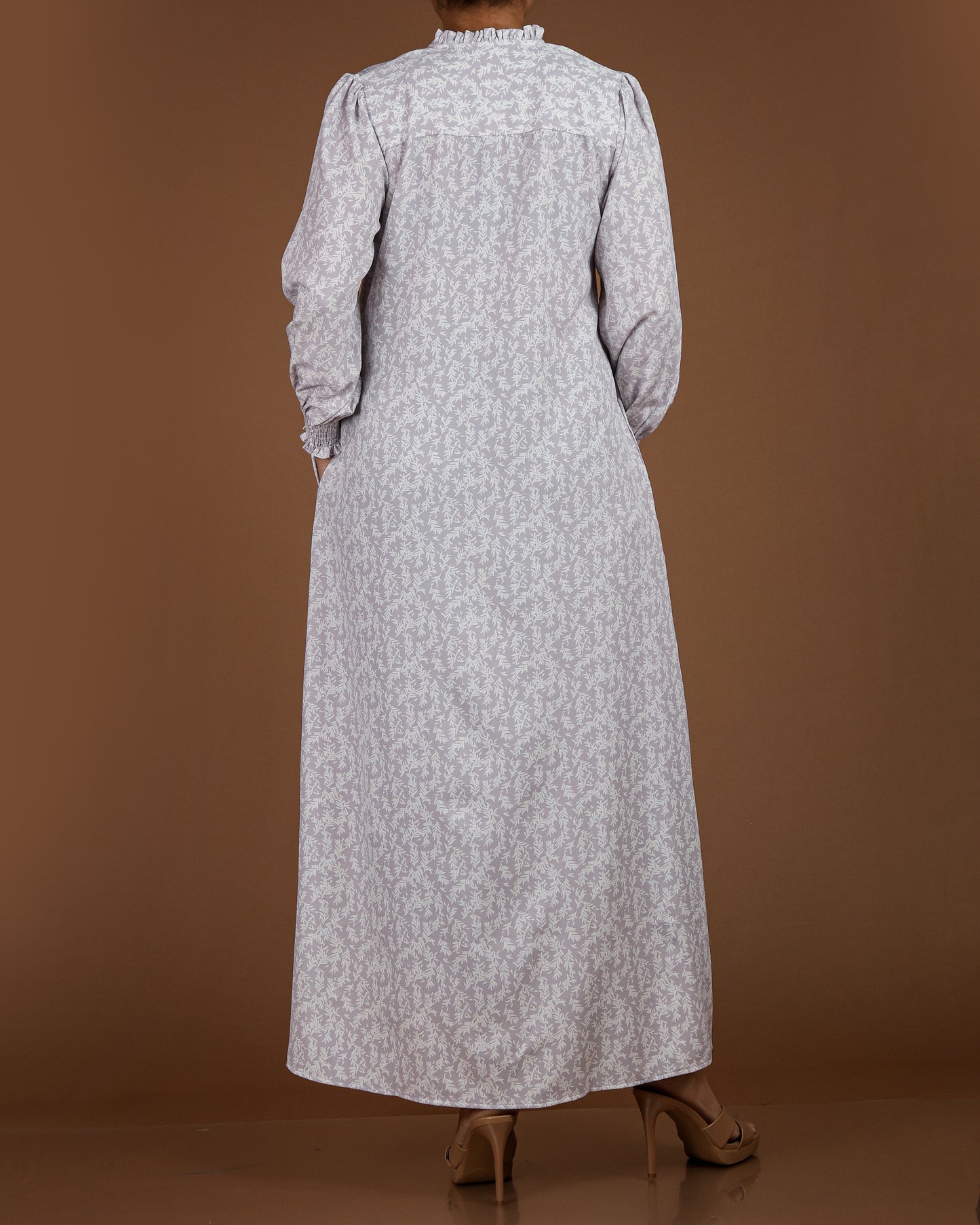 Elegant Printed Linen-Cotton Maxi Dress