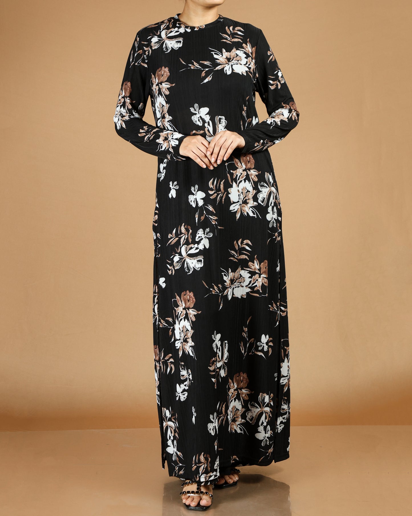 Elegant Floral Modest Maxi Dress