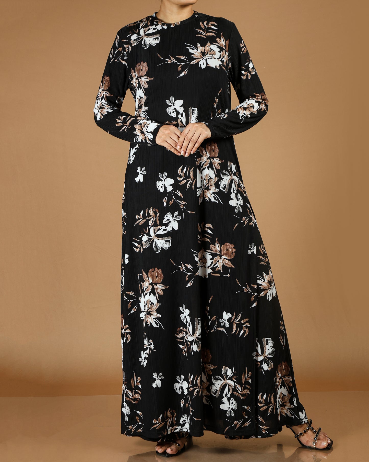 Elegant Floral Modest Maxi Dress