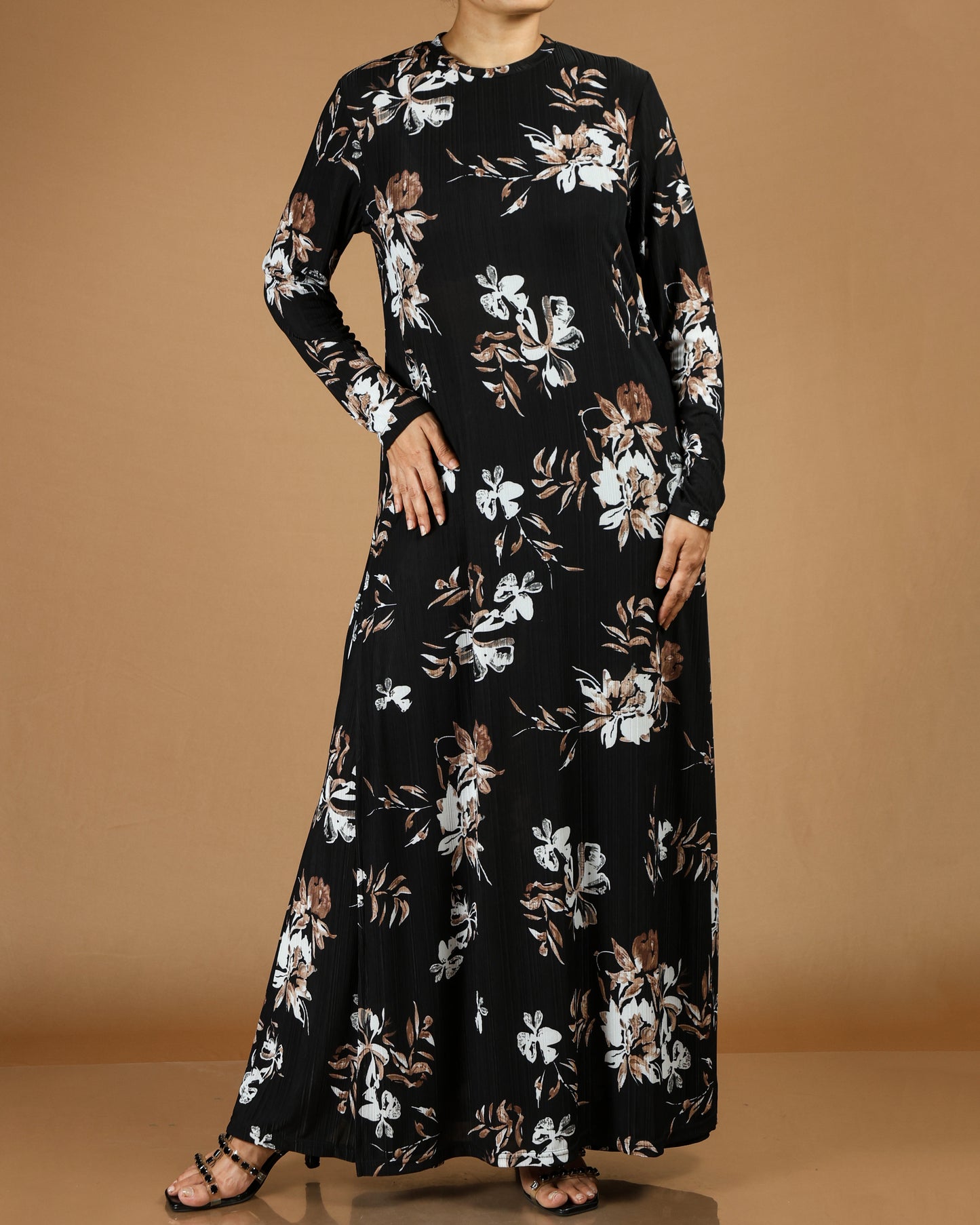 Elegant Floral Modest Maxi Dress