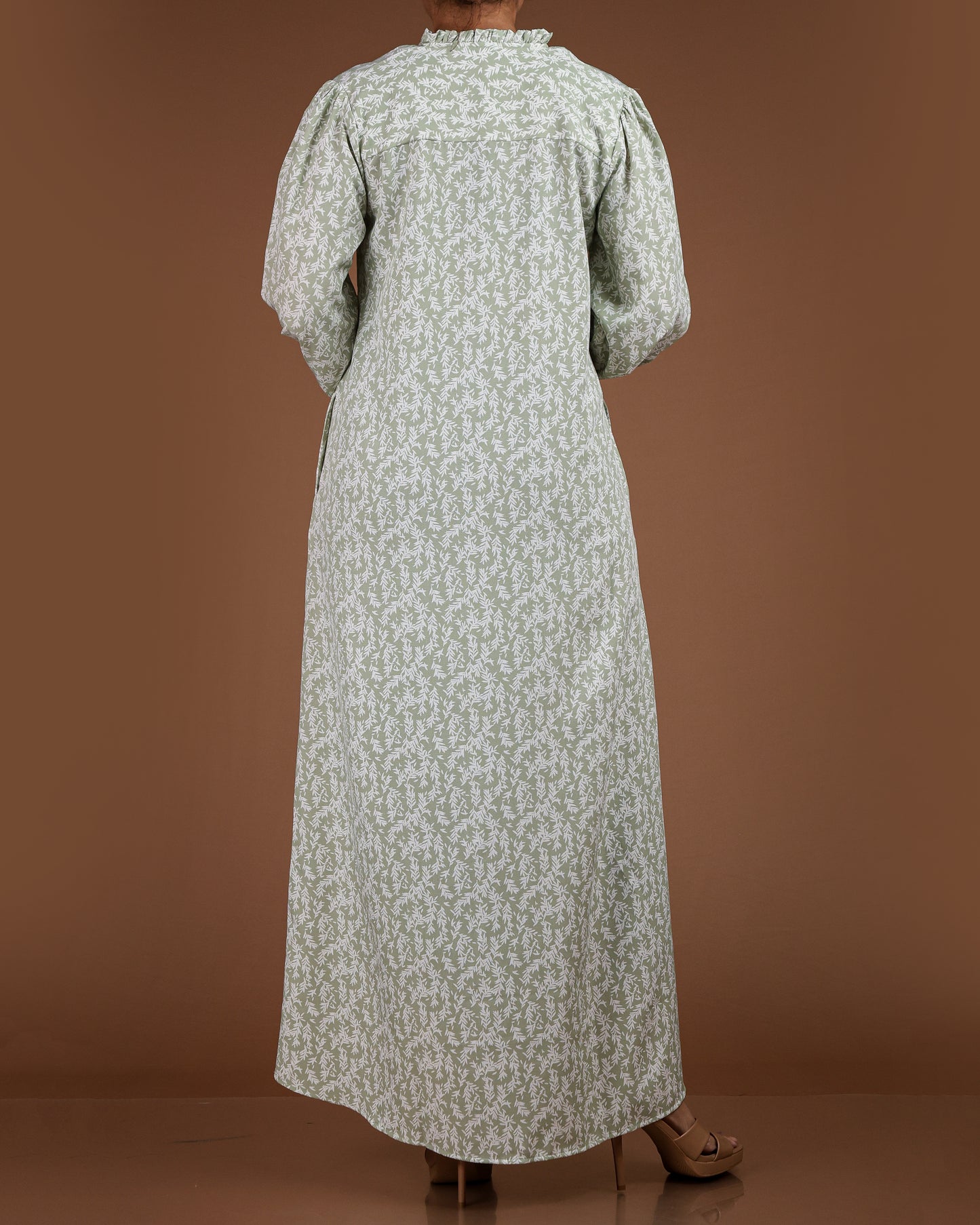 Elegant Printed Linen-Cotton Maxi Dress