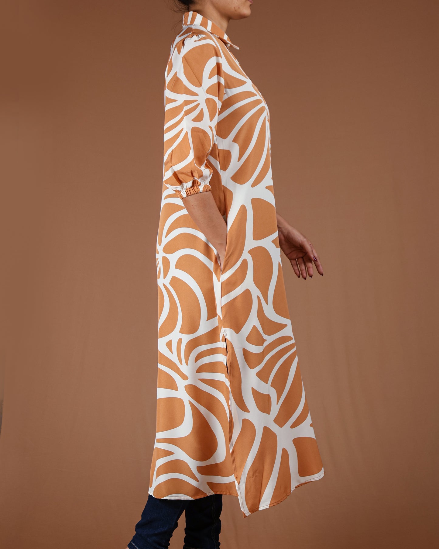 Modern Abstract Button-Down Midi Dress