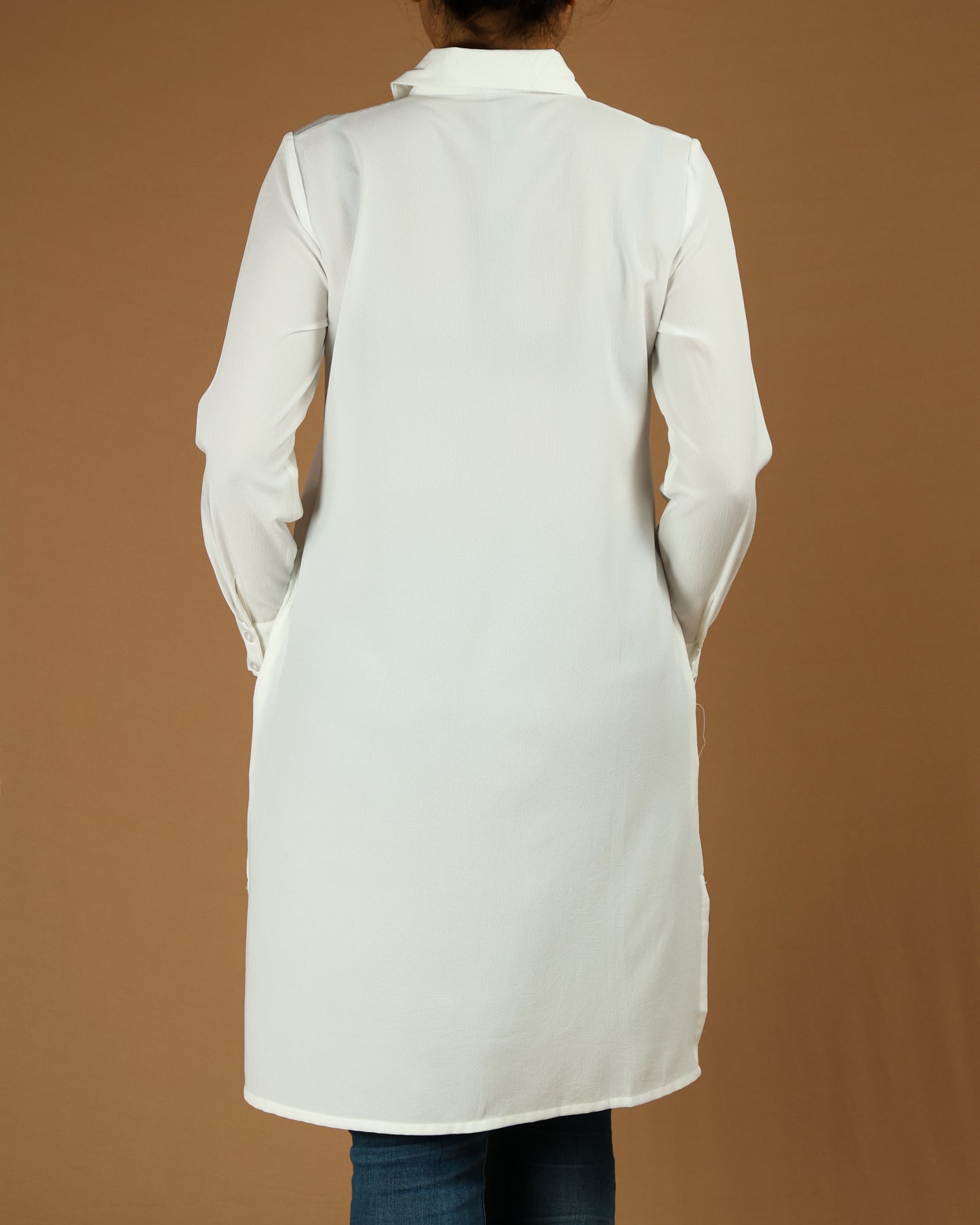 Classic Button-Down Long Shirt with Side Slits