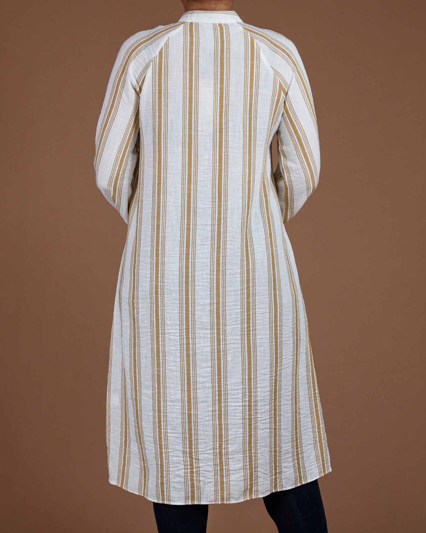 Effortless Striped Linen-Cotton Kurta Dress