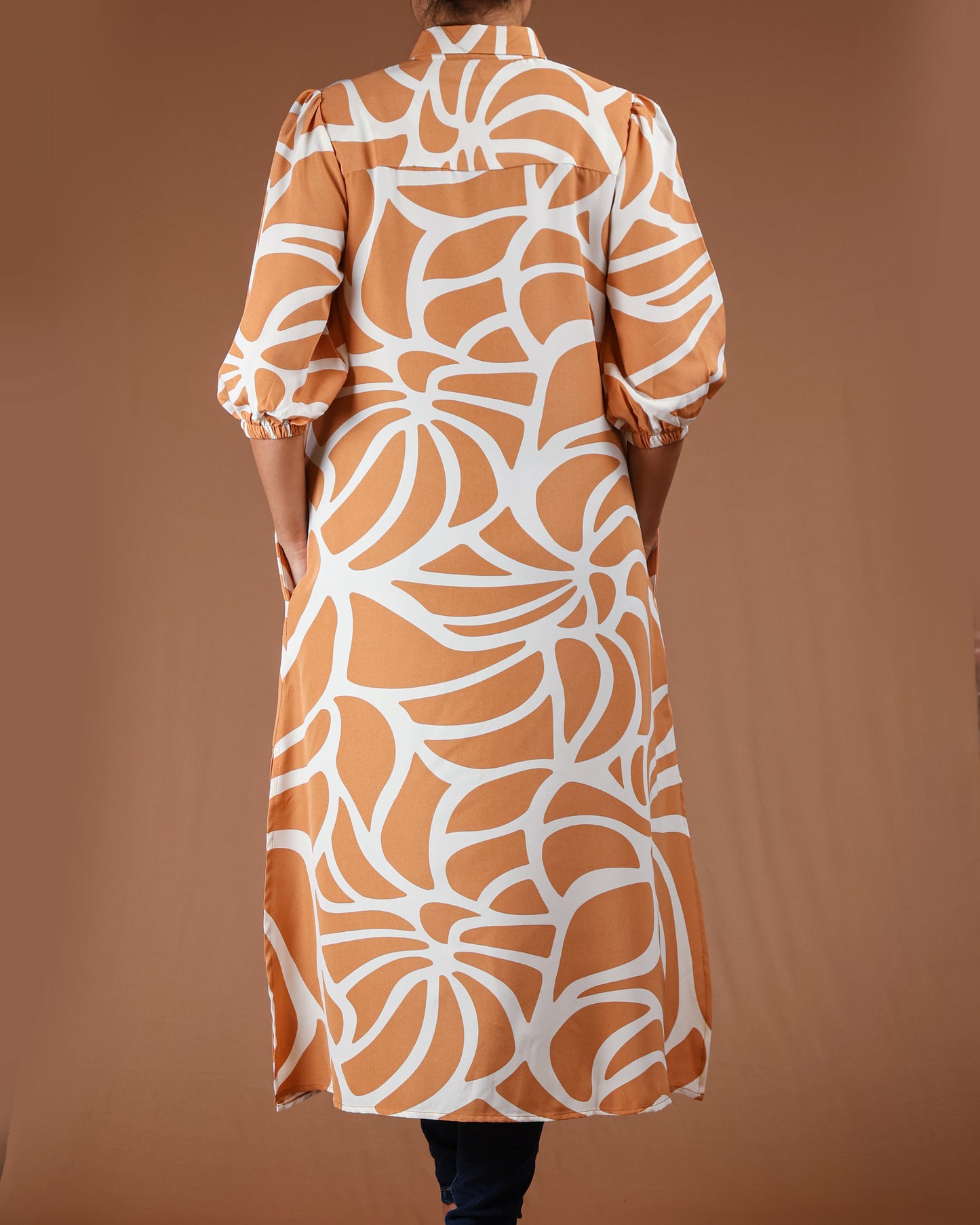 Modern Abstract Button-Down Midi Dress