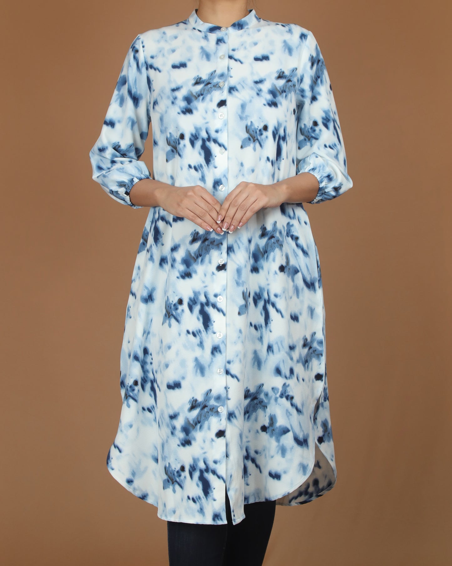 Blue Batik Polycotton Long Shirt