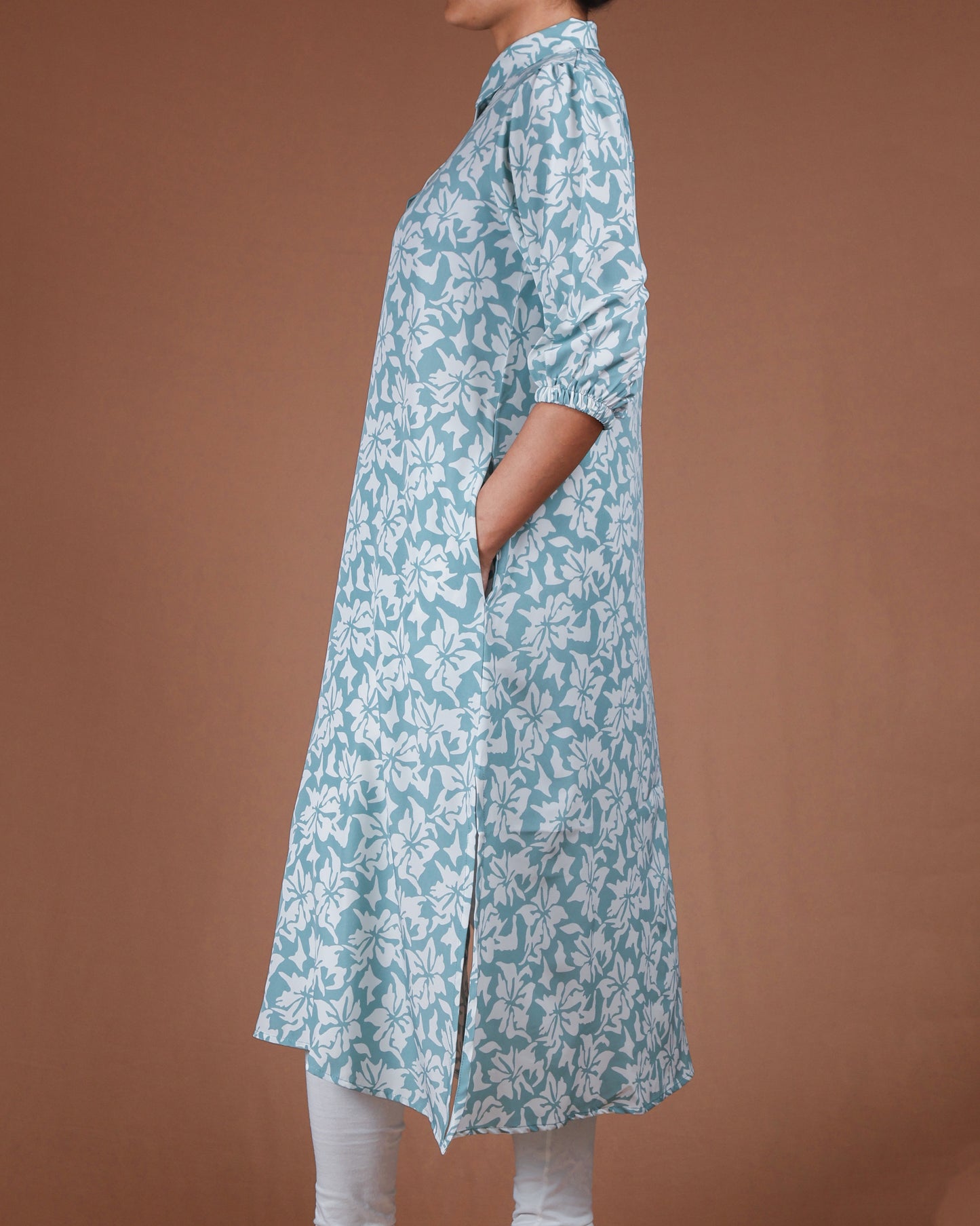 Floral Button-Down Midi Shirt Dress