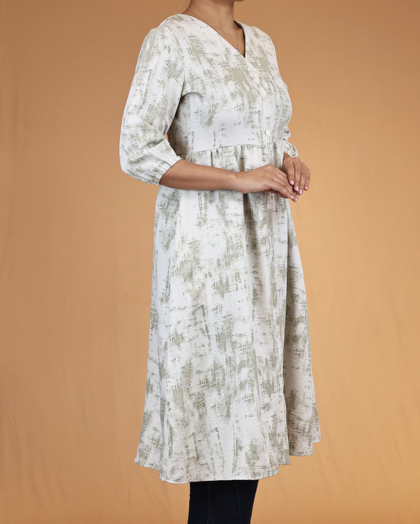 Sage Mist Button-Front Long Top