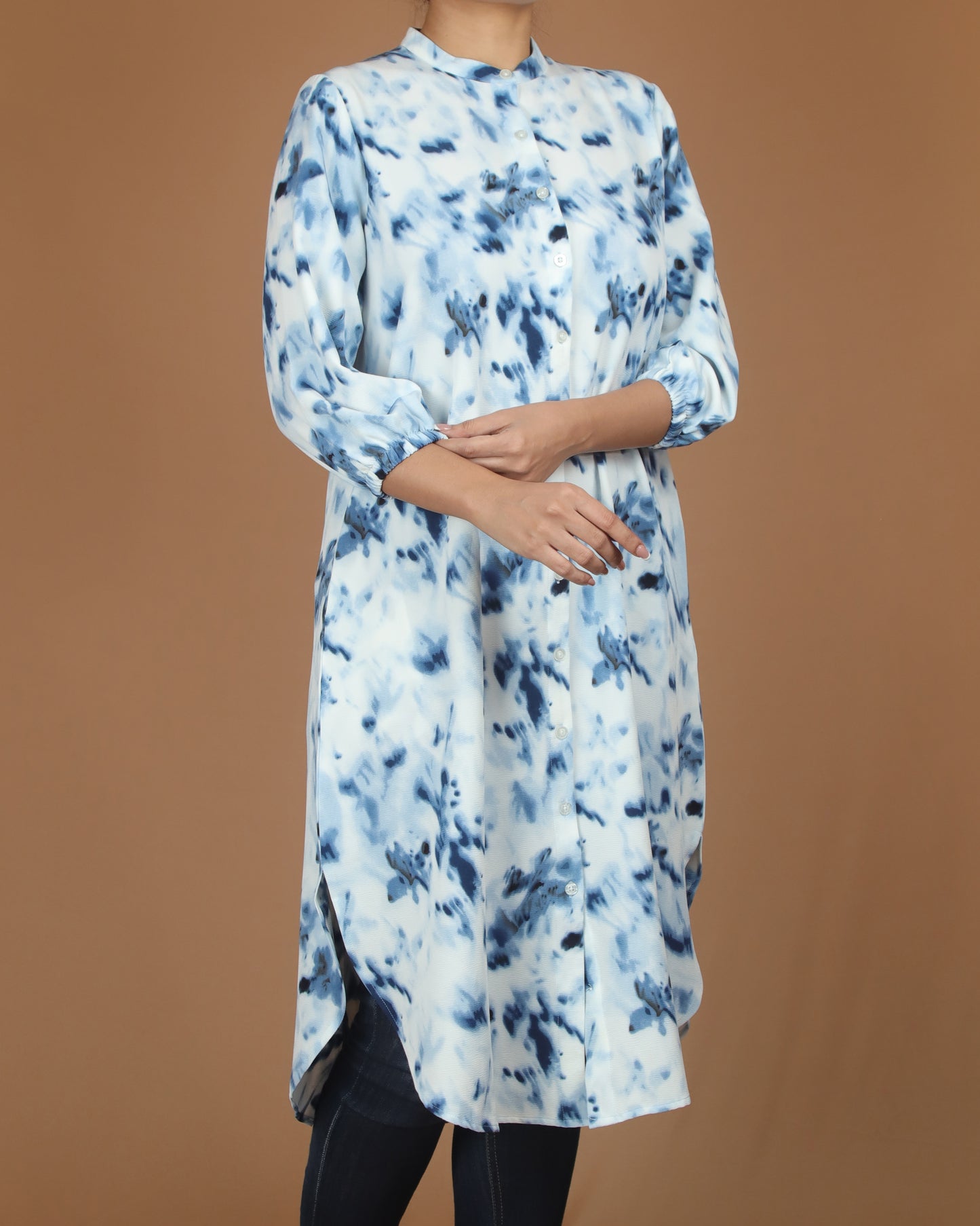 Blue Batik Polycotton Long Shirt