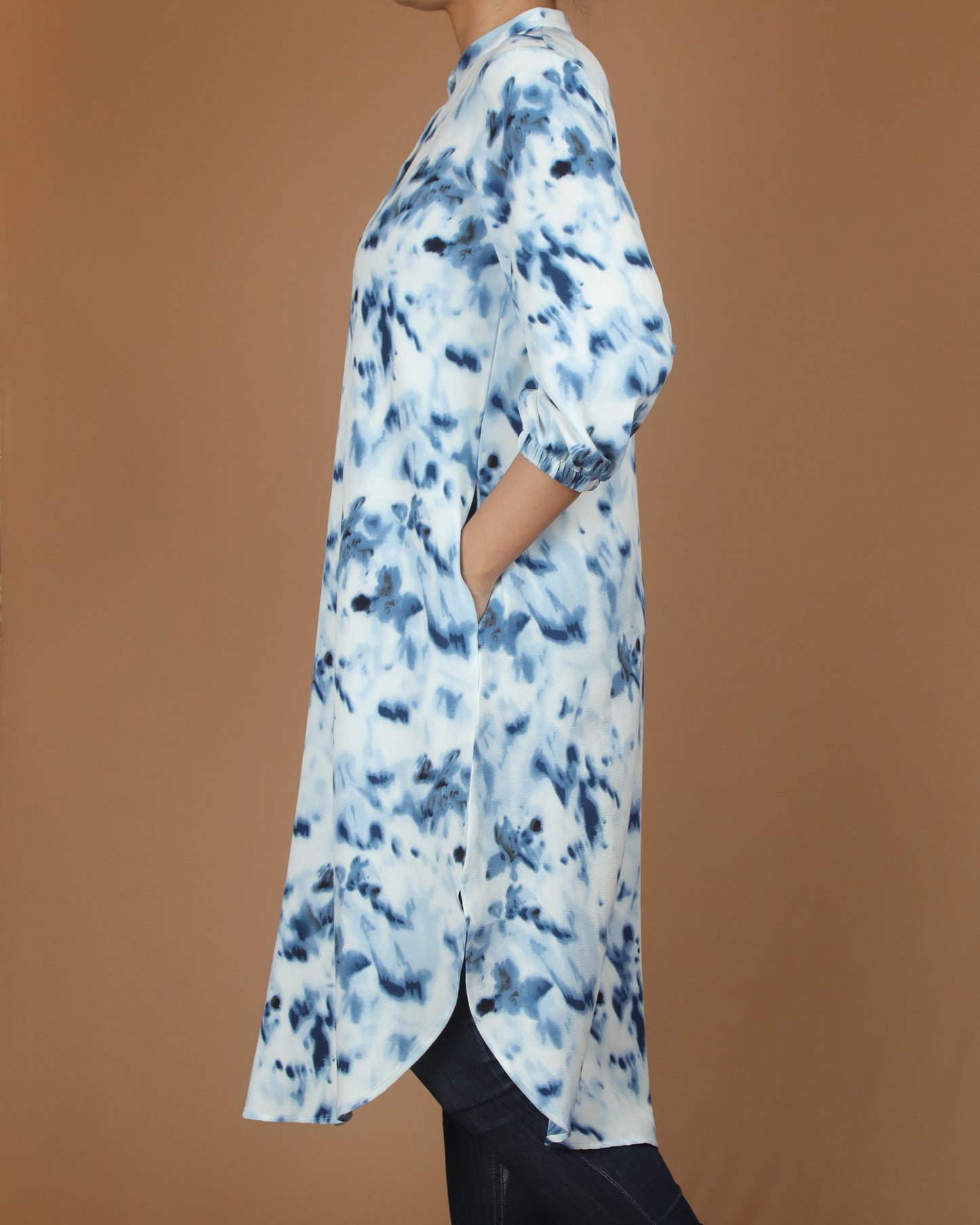 Blue Batik Polycotton Long Shirt