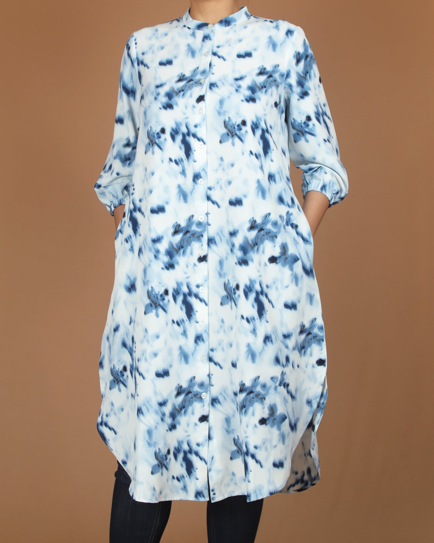 Blue Batik Polycotton Long Shirt