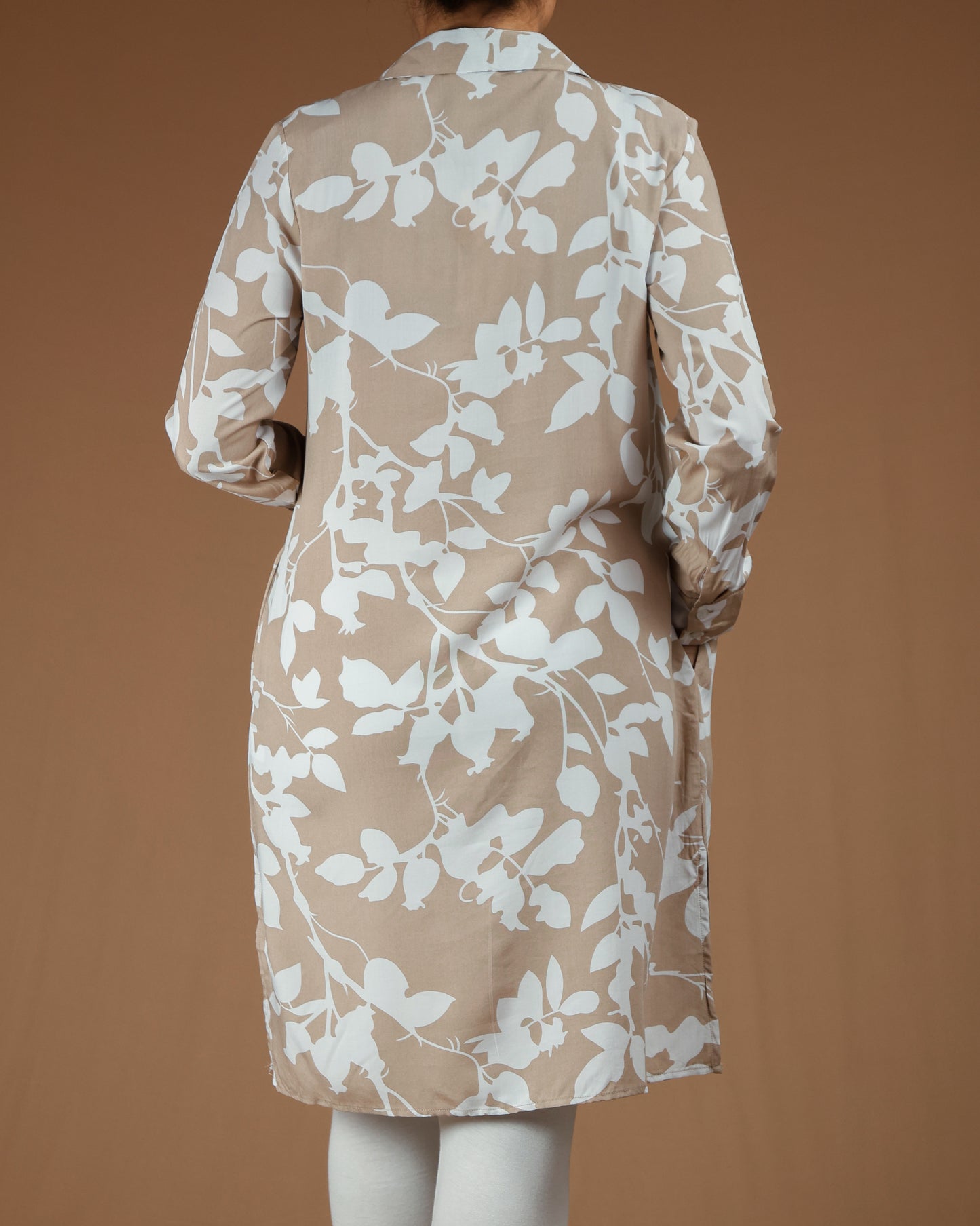 Elegant Black & White Floral Long Shirt for Women