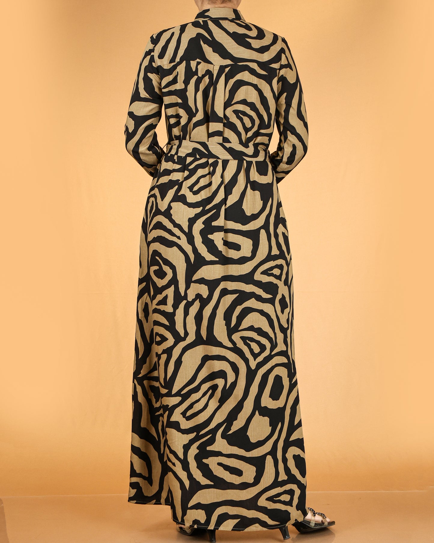 Printed abstract button-down maxi dress