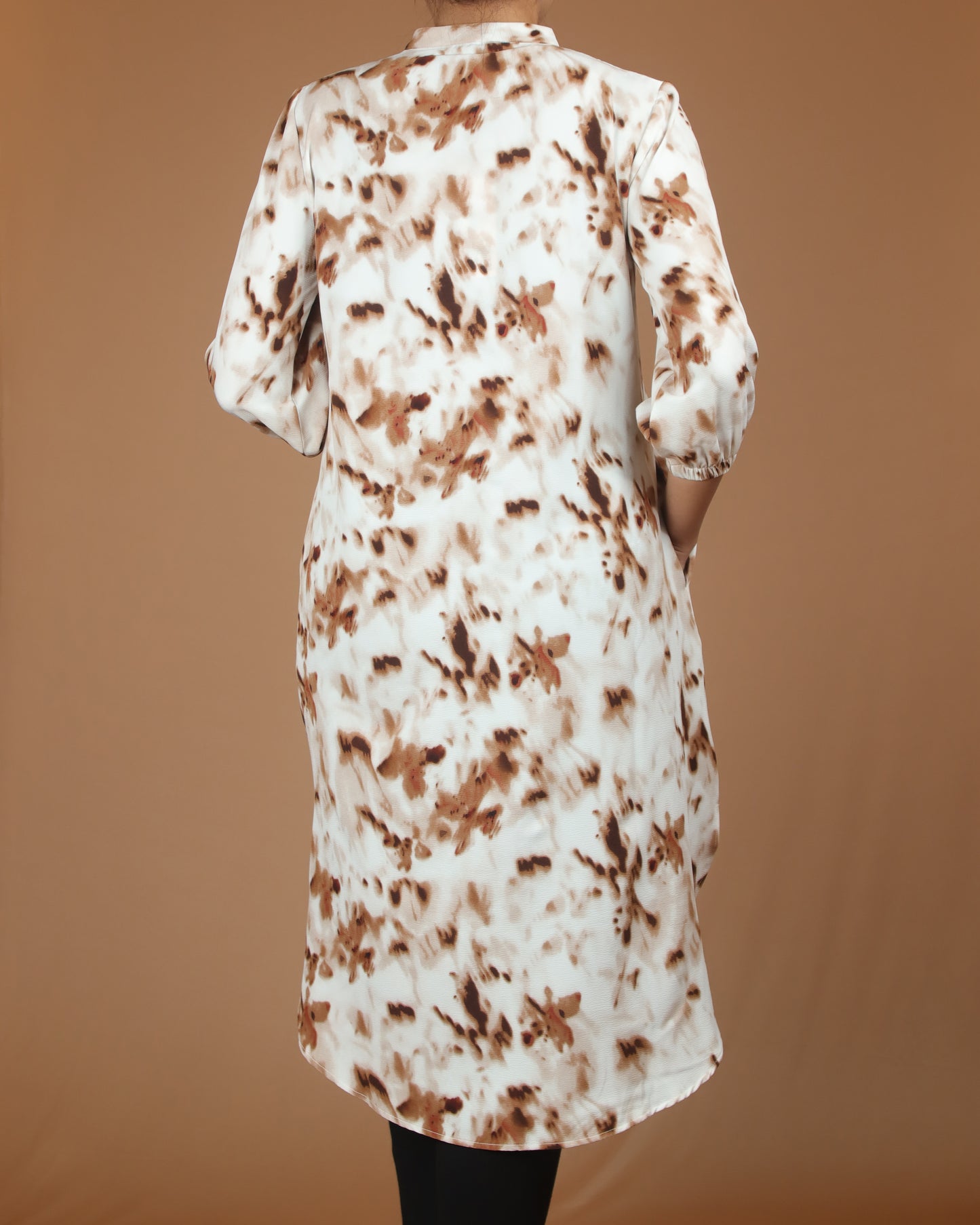 Brown Batik Polycotton Long Shirt
