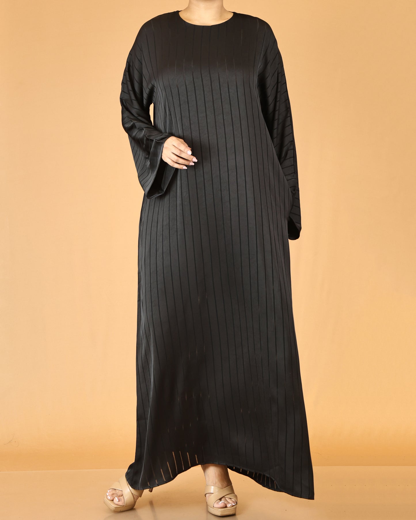 Jet Black Vertical Luxe Abaya