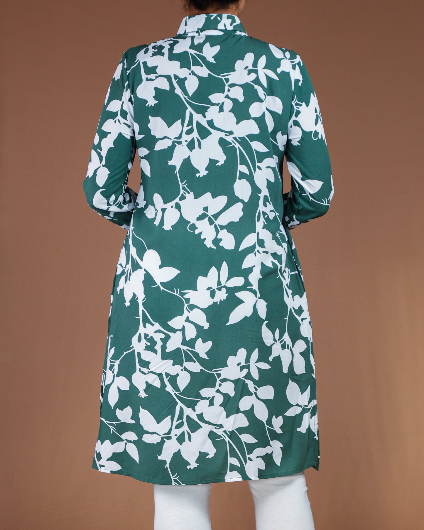 Elegant Black & White Floral Long Shirt for Women