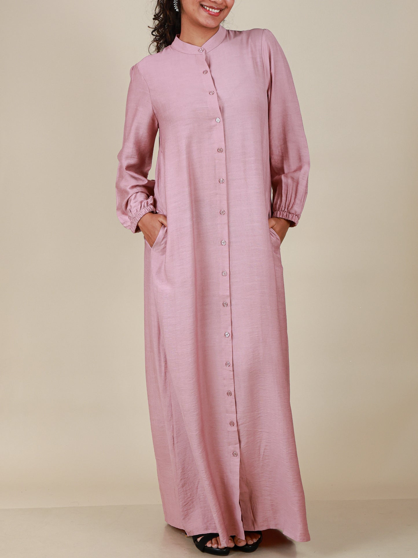 Seraphine Dusty Rose Button Maxi