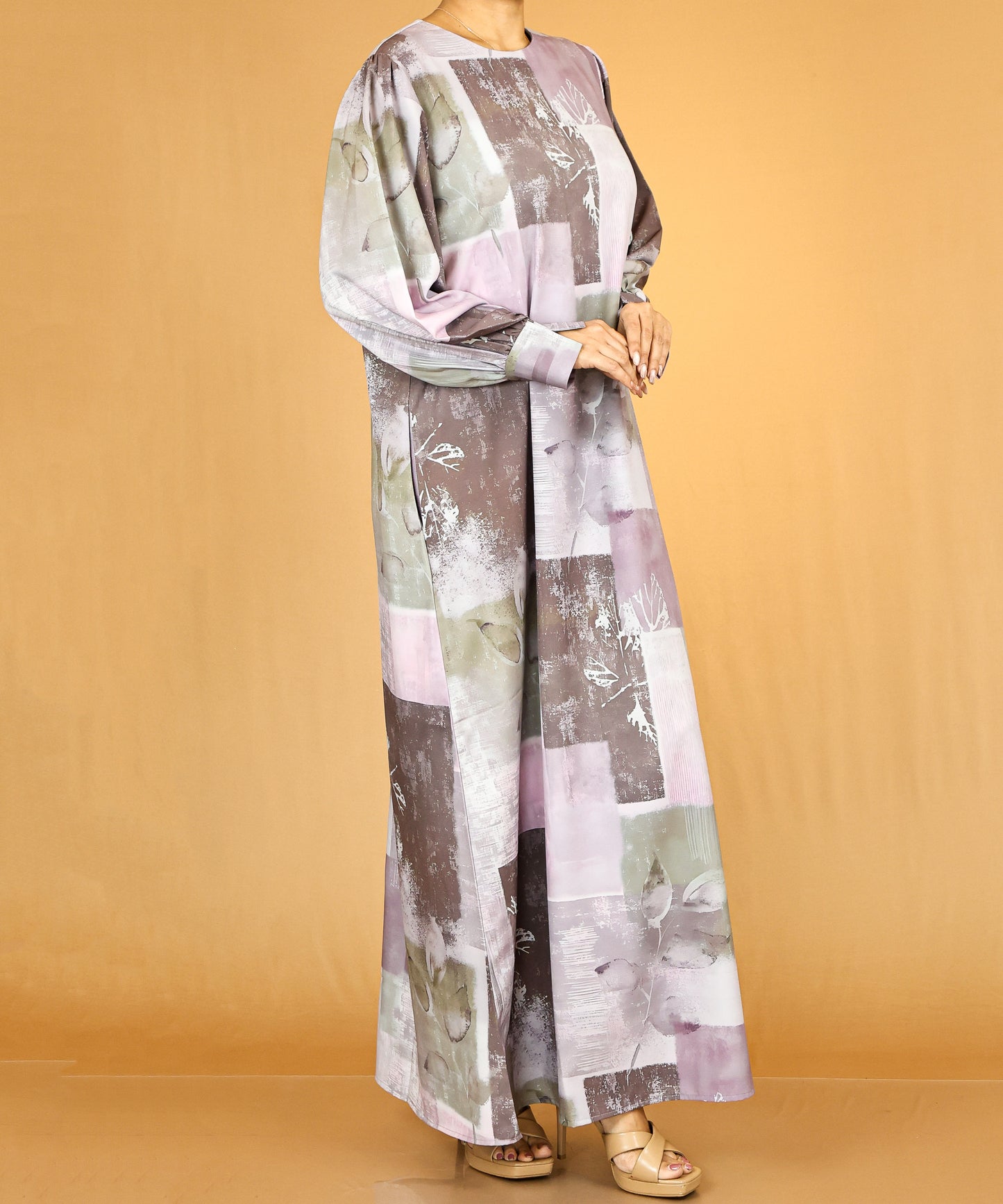 Mauve Abstract Modest Abaya