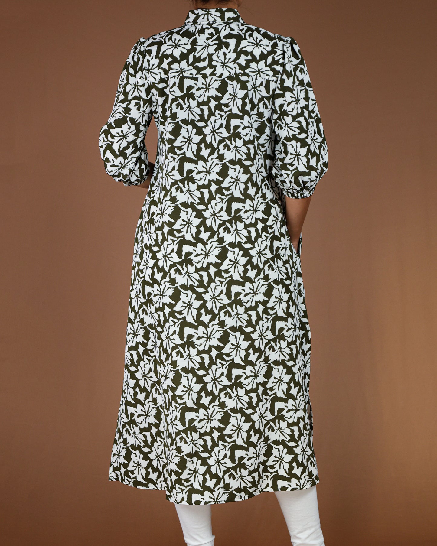 Floral Button-Down Midi Shirt Dress