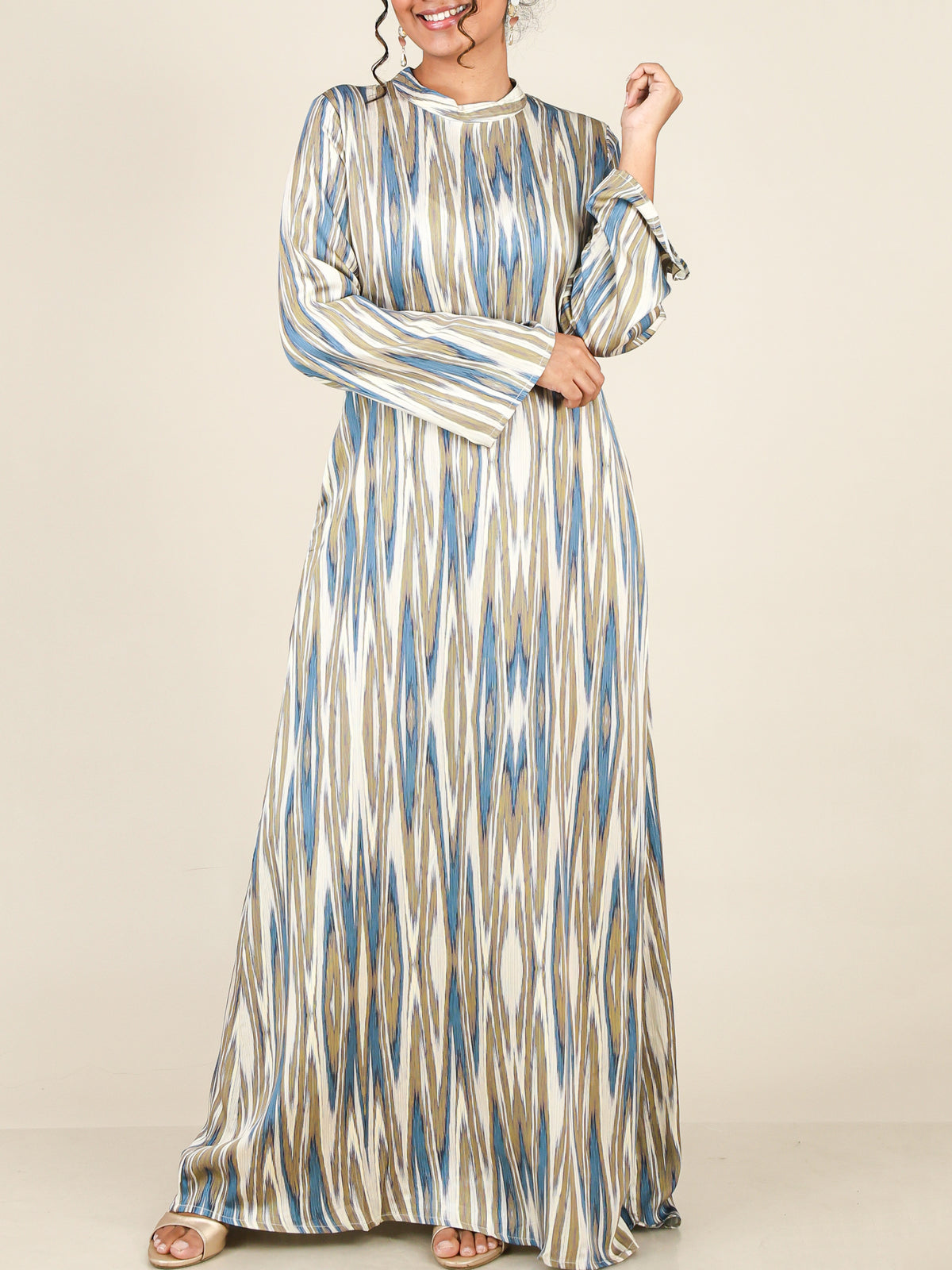 Marvelle Blue Sand Abstract Print Abaya